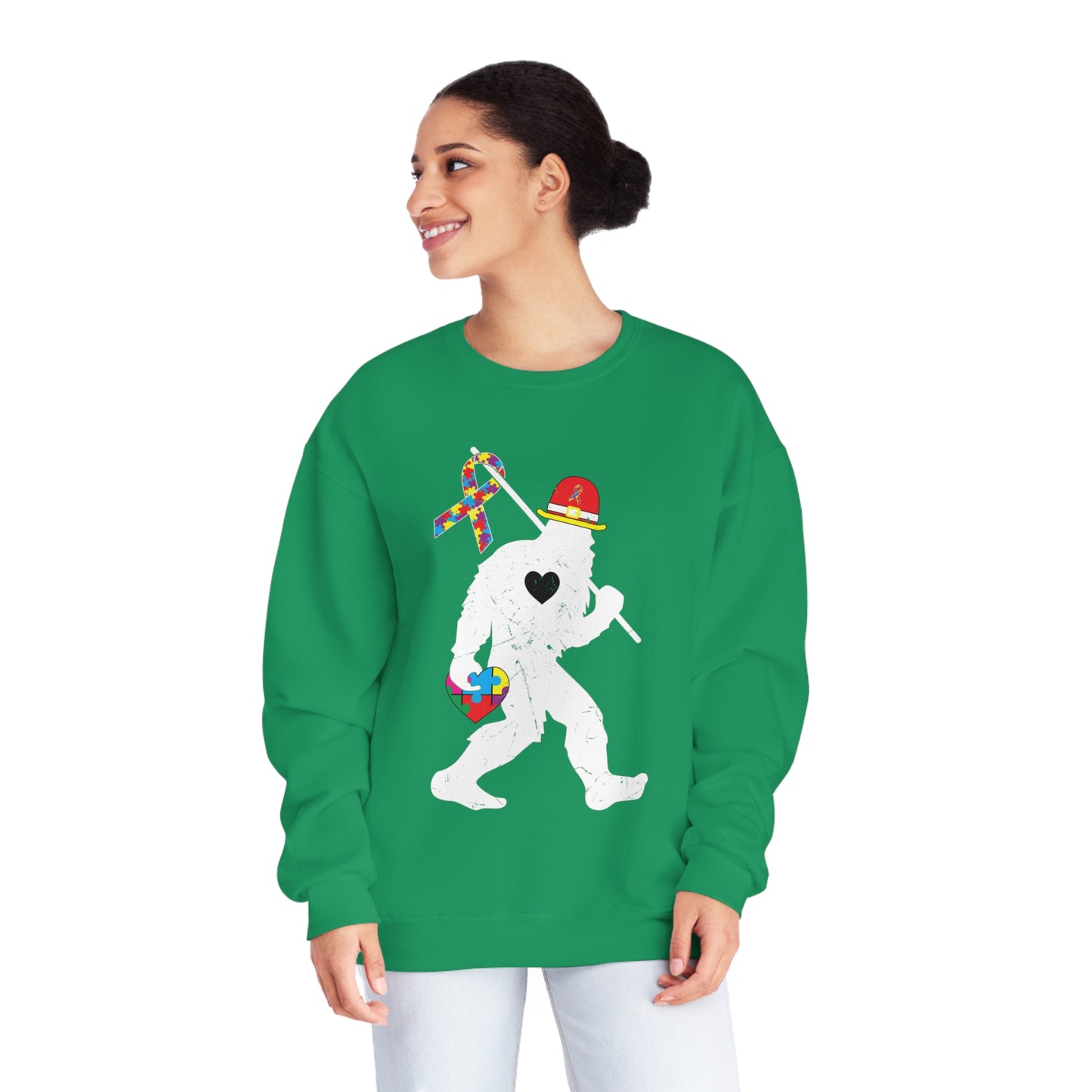 Bigfoot Heart Puzzle Piece Autism Unisex NuBlend® Crewneck Sweatshirt