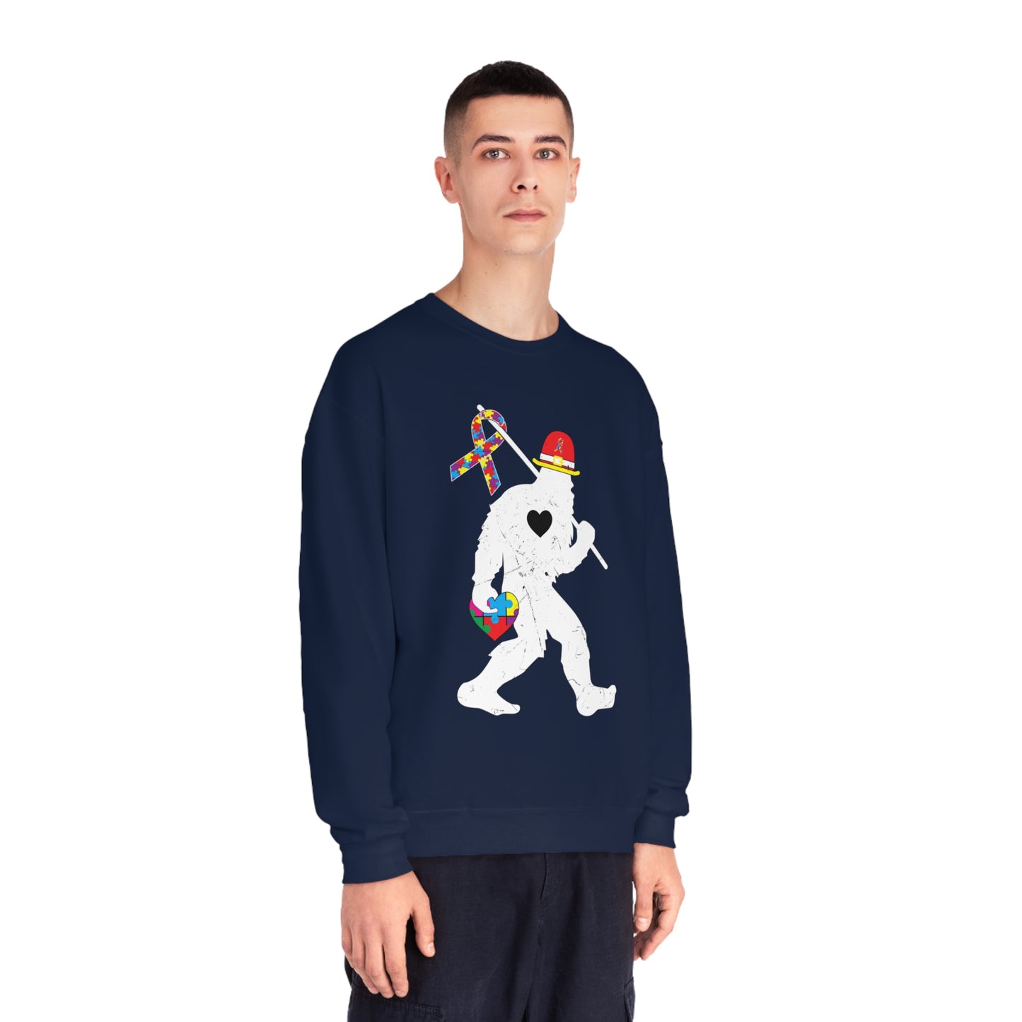 Bigfoot Heart Puzzle Piece Autism Unisex NuBlend® Crewneck Sweatshirt