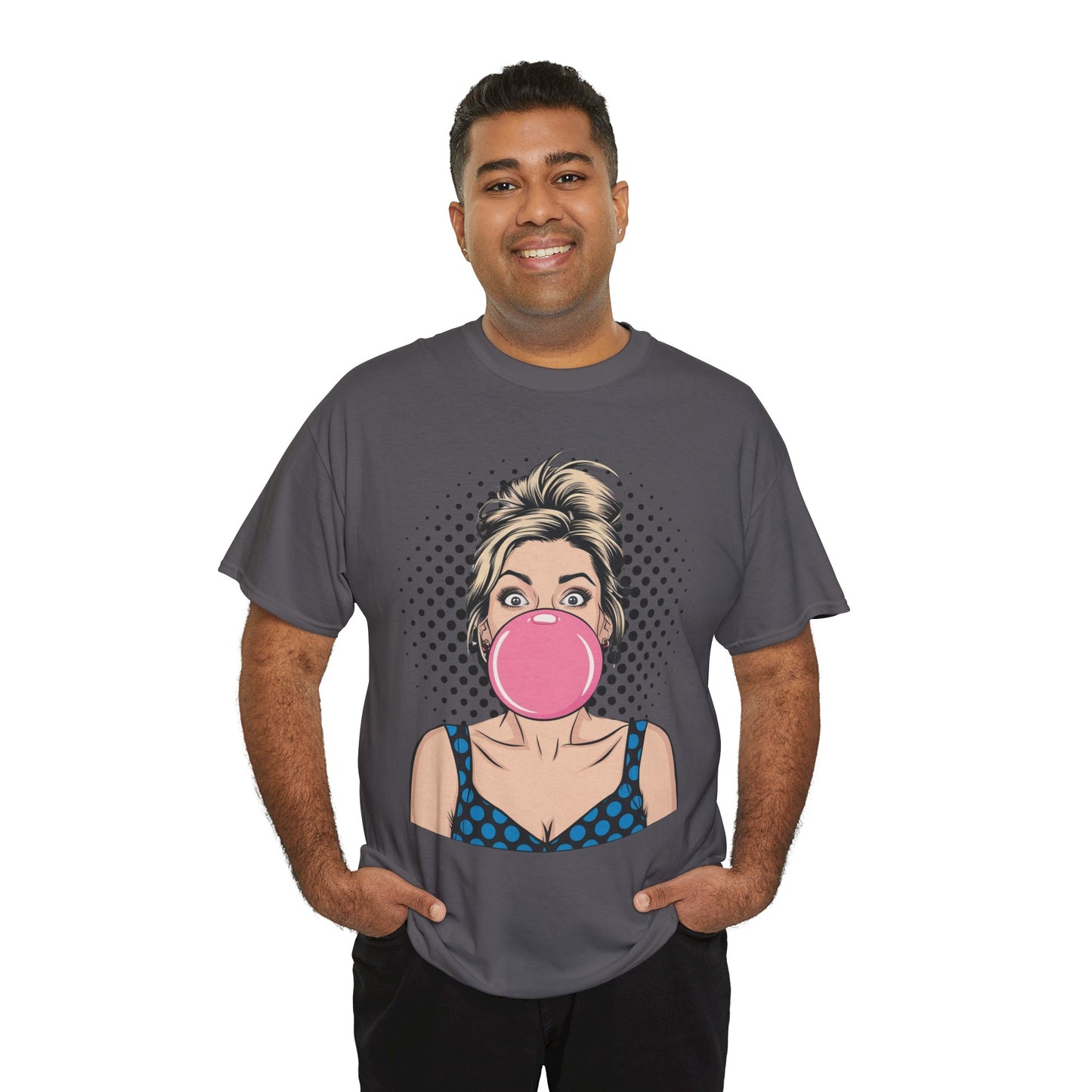PopArt Girl Bubble Gum Bubble Tshirt unisex heavy cotton