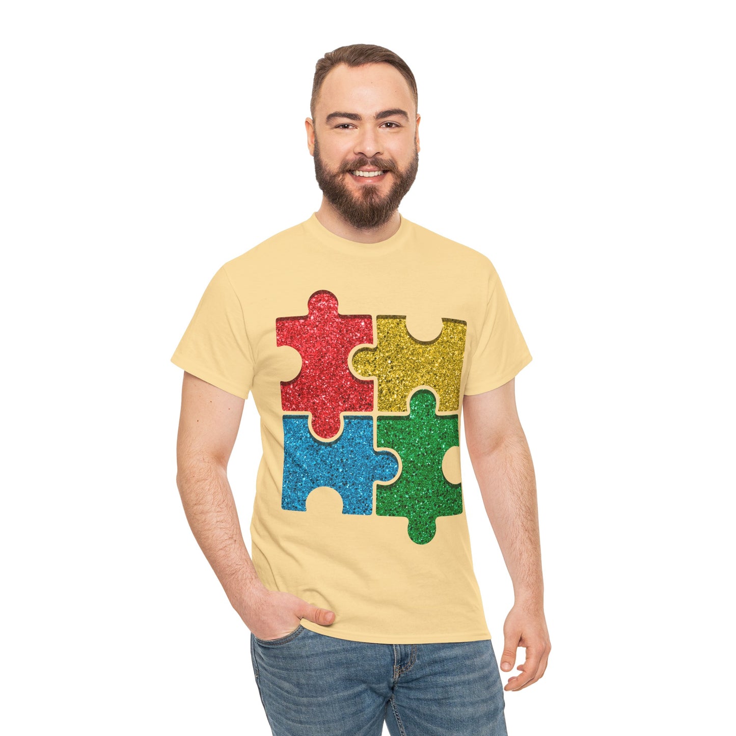 Autism Puzzle Pieces T-shirt Unisex Heavy Cotton