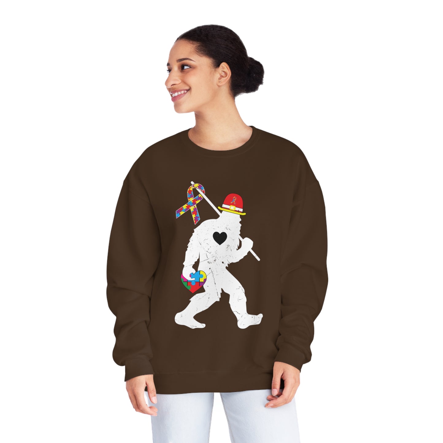Bigfoot Heart Puzzle Piece Autism Unisex NuBlend® Crewneck Sweatshirt