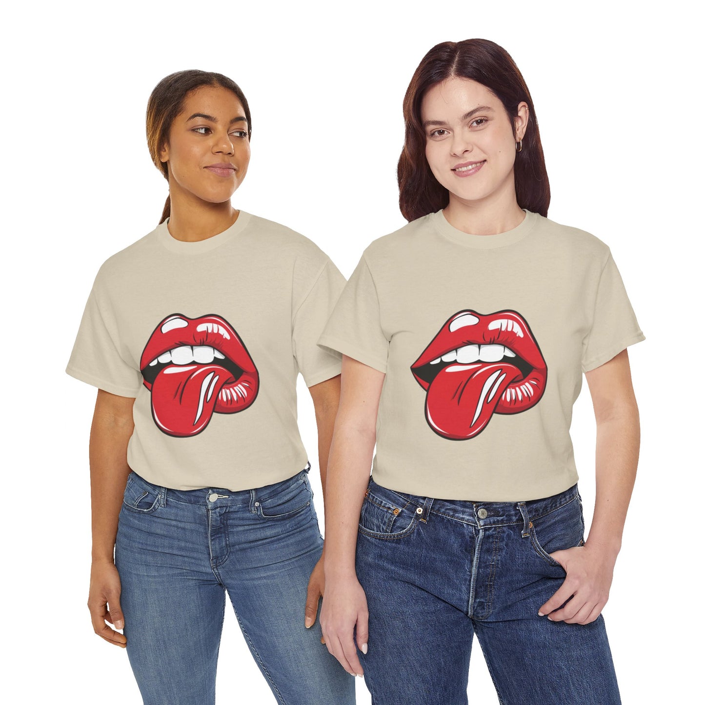 Sexy Retro PopArt Red Lips and Tounge Unisex heavy cotton Tshirt