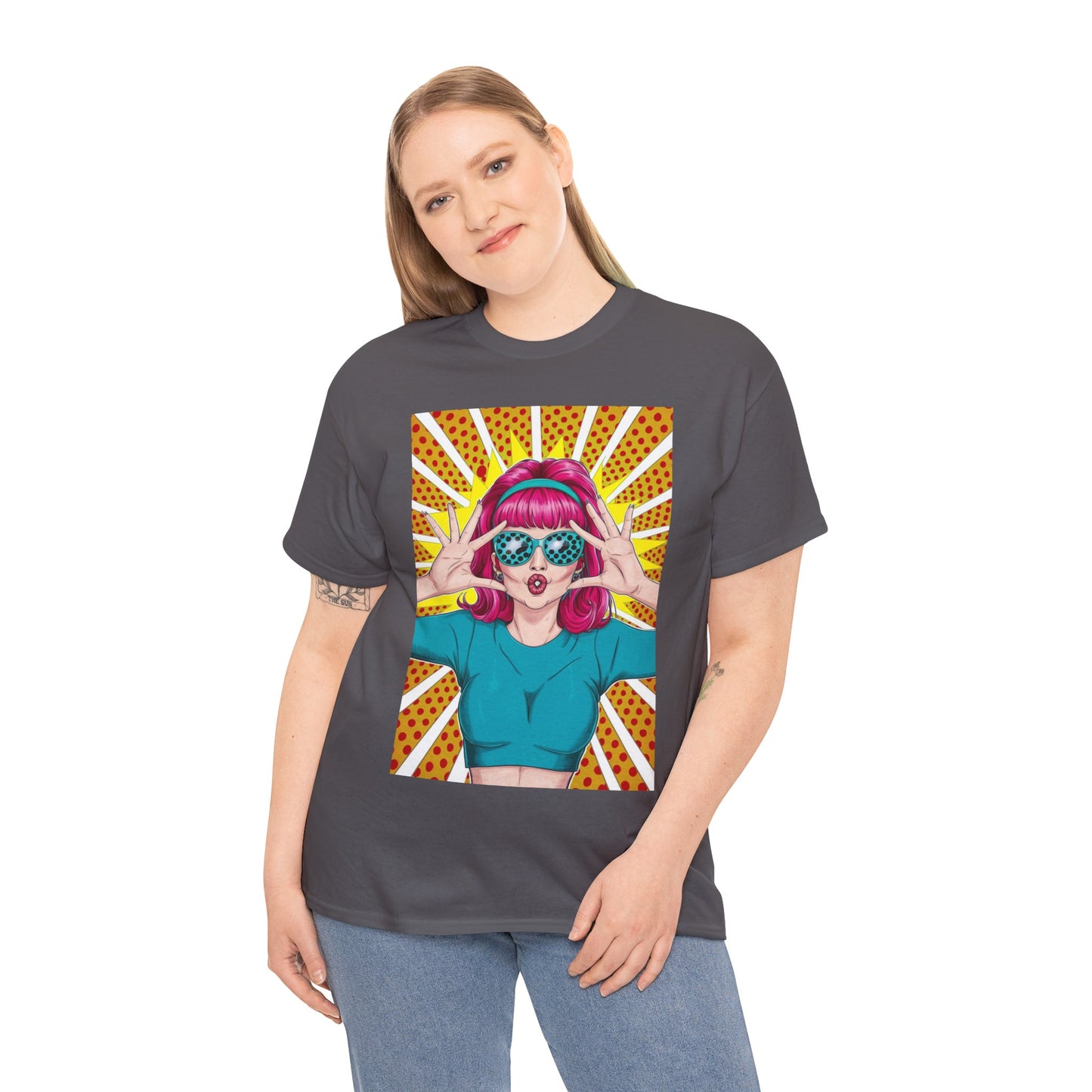 Sexy Retro PopArt Girl Vibrant Colors Unisex heavy cotton Tshirt