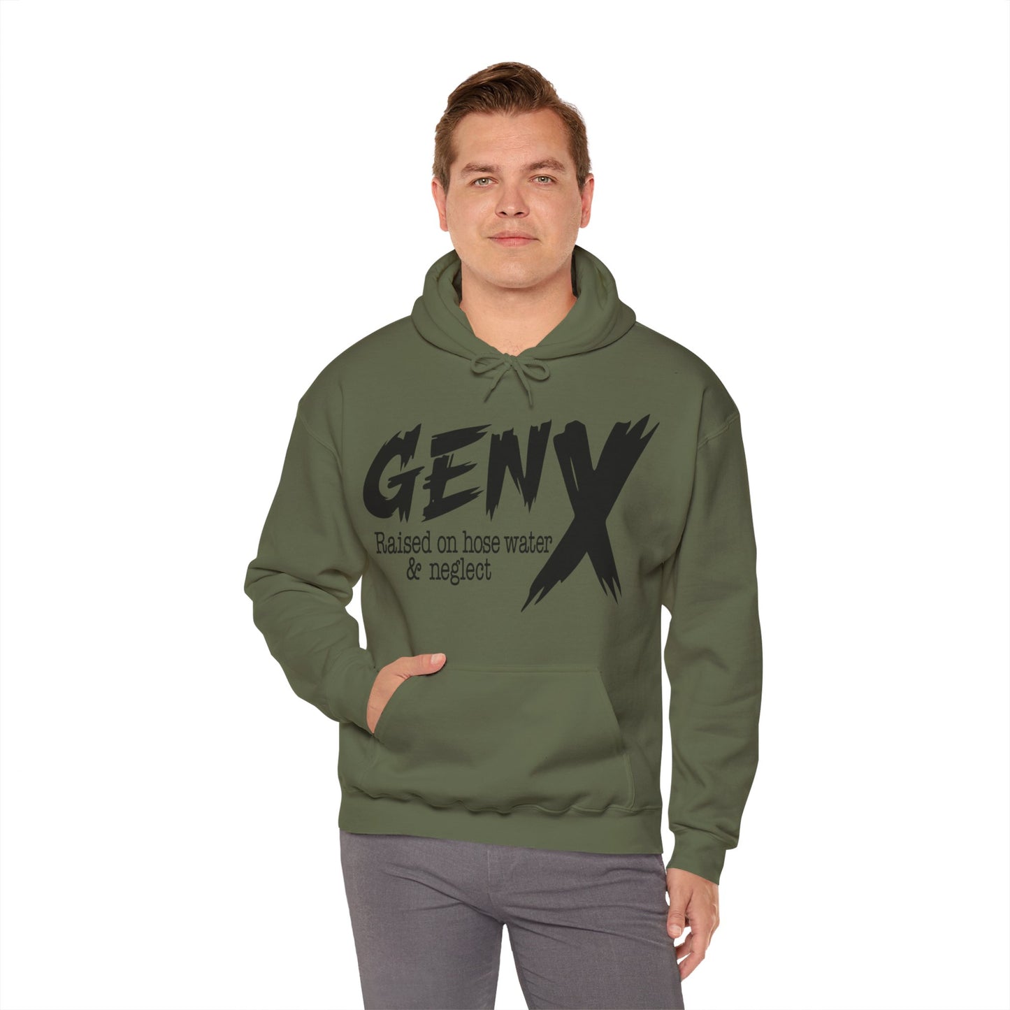 Gen X Raised on Hose Water & Neglect Front & Back Unisex Heavy Blend™ Hooded Sweatshirt