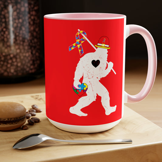 Bigfoot Heart Puzzle Piece Autism - 11oz Mug