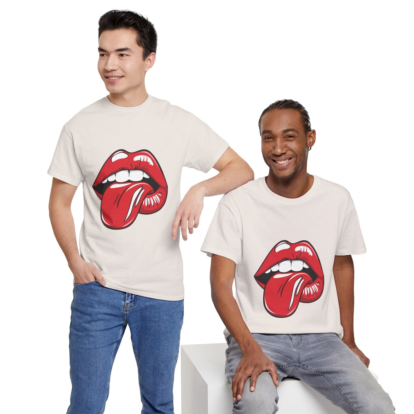 Sexy Retro PopArt Red Lips and Tounge Unisex heavy cotton Tshirt