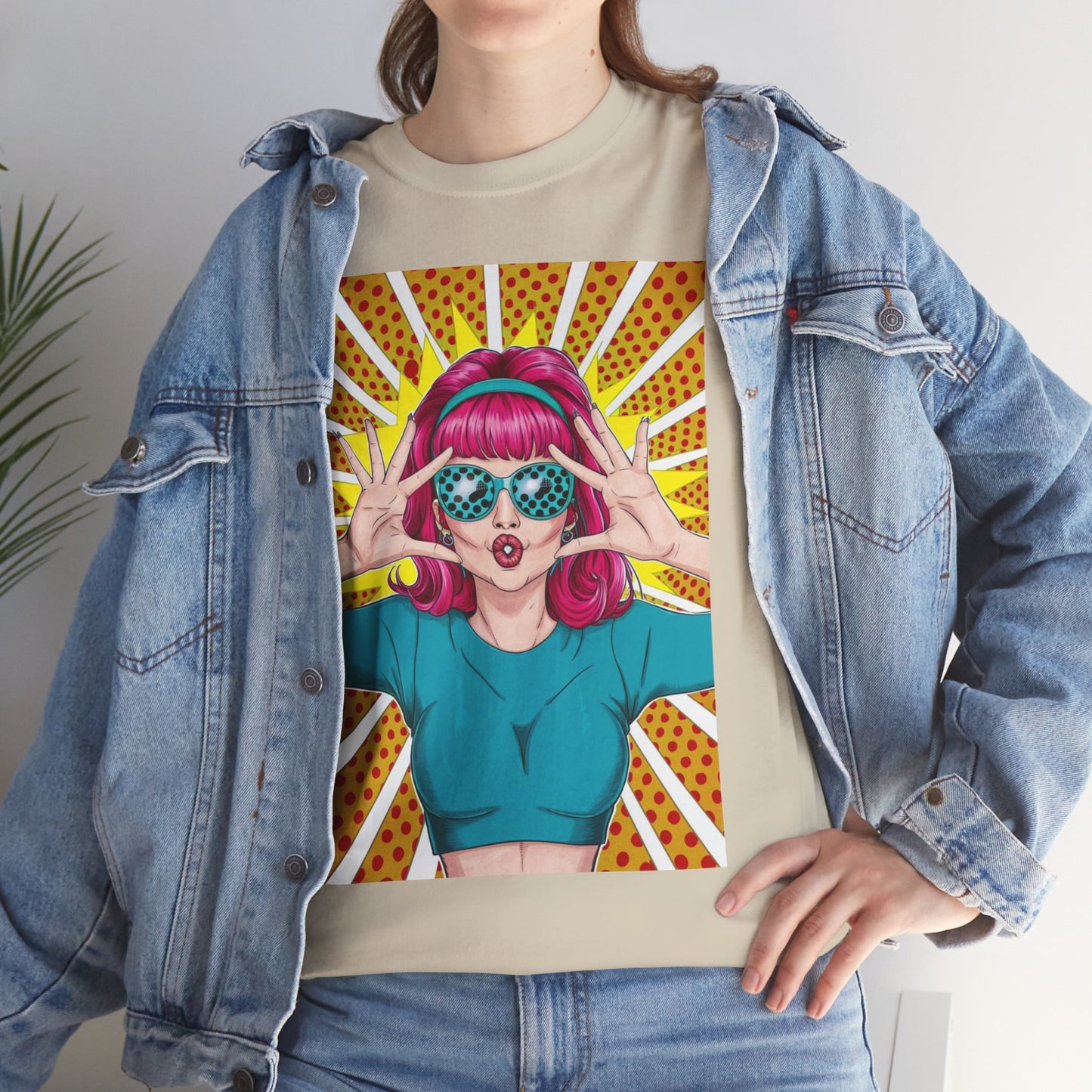 Sexy Retro PopArt Girl Vibrant Colors Unisex heavy cotton Tshirt
