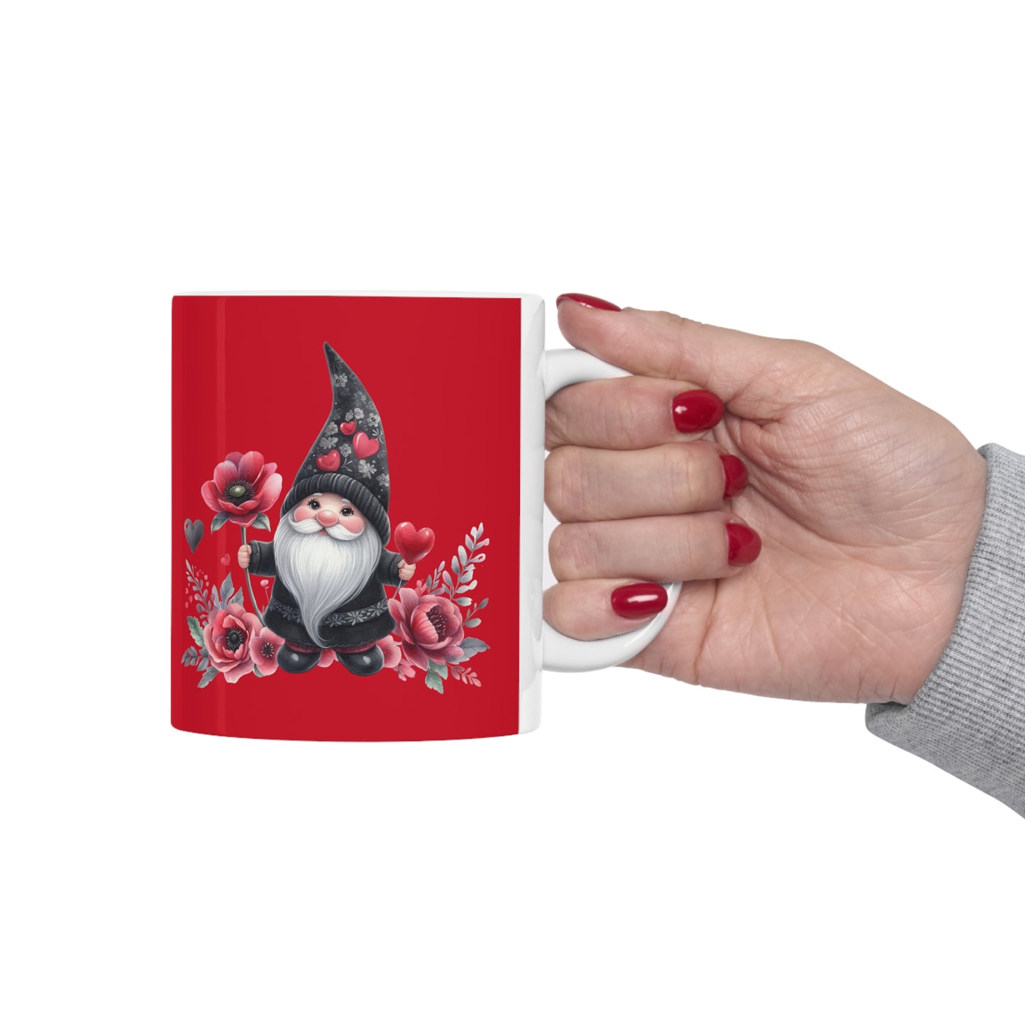 Black Valentine Gnome Ceramic Mug 11oz
