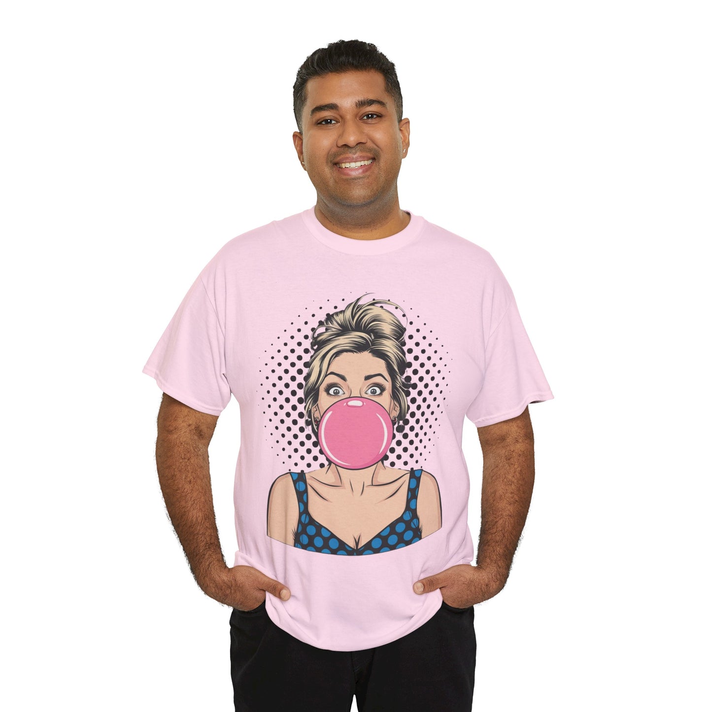 PopArt Girl Bubble Gum Bubble Tshirt unisex heavy cotton