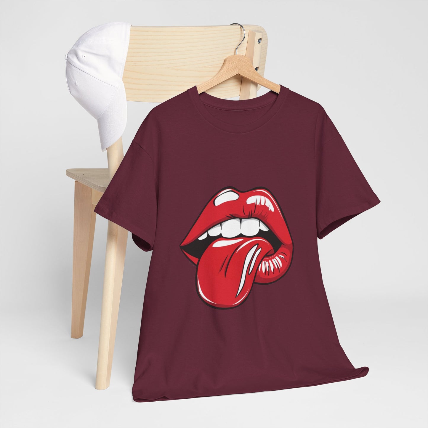 Sexy Retro PopArt Red Lips and Tounge Unisex heavy cotton Tshirt