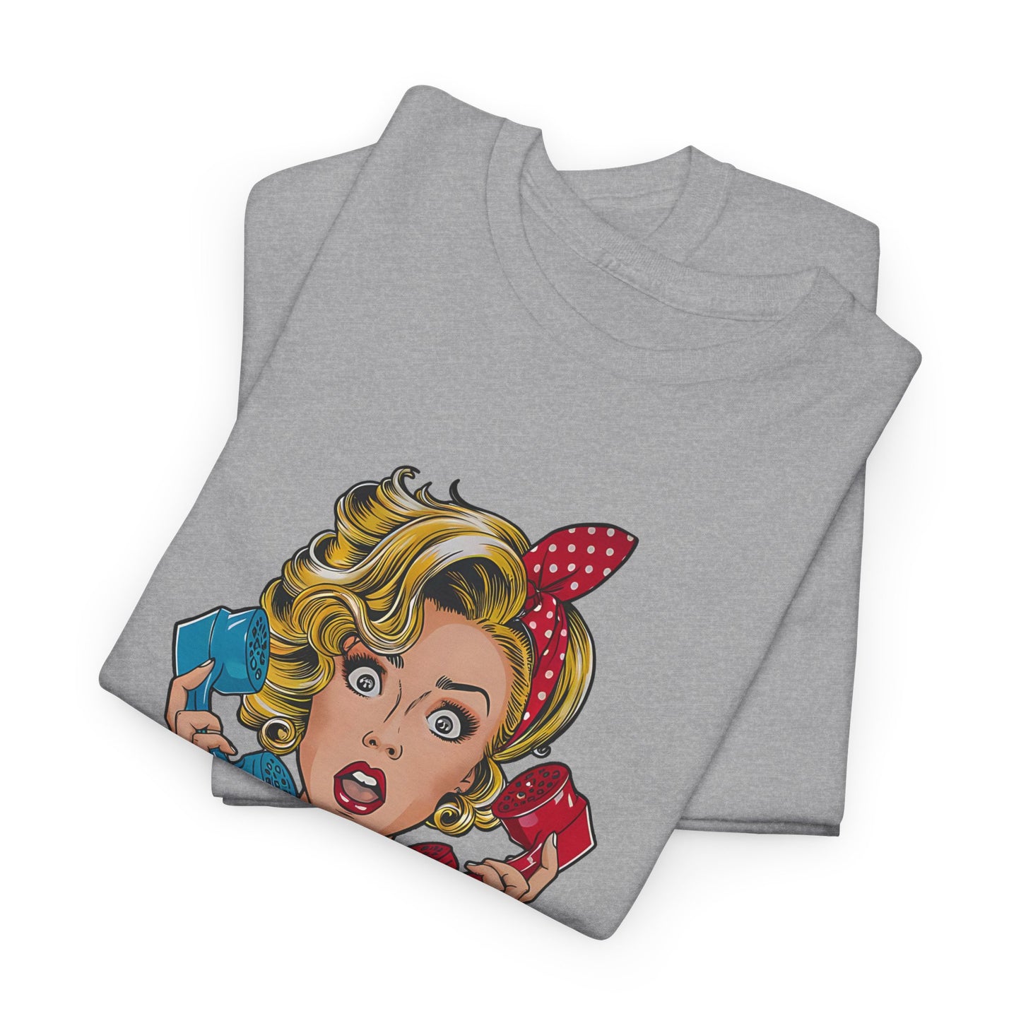 PopArt Girl on the Phone  Tshirt unisex heavy cotton