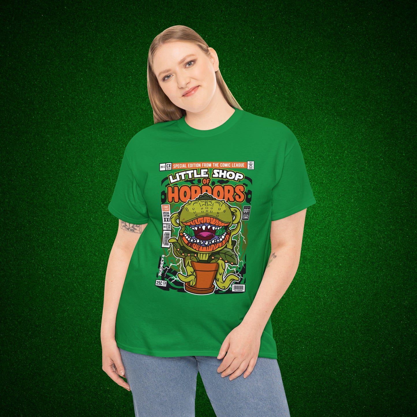 Little Shop of Horrors Audrey Pop Culture Mock Comic Cover heavy cotton T-shirt