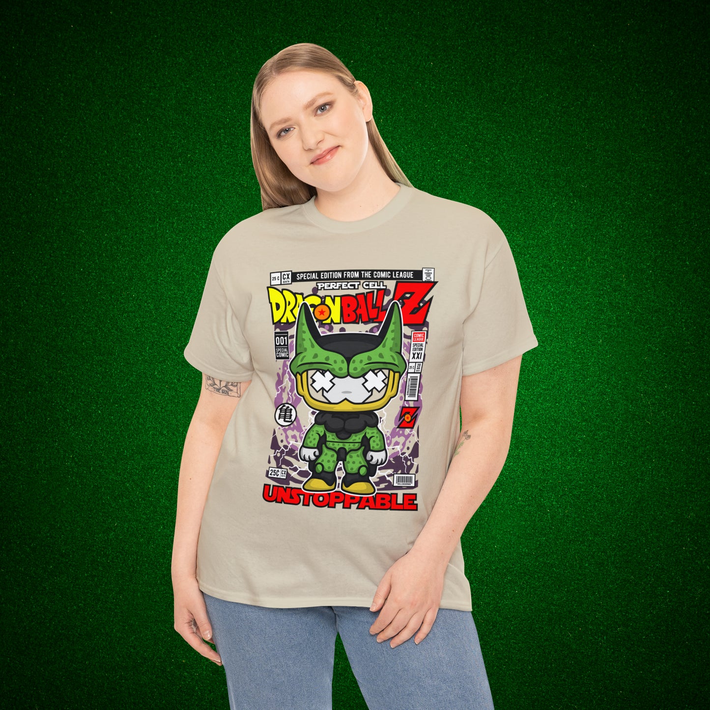 Perfect Cell DragonBall Z Pop Culture Mock Comic Cover heavy cotton T-shirt