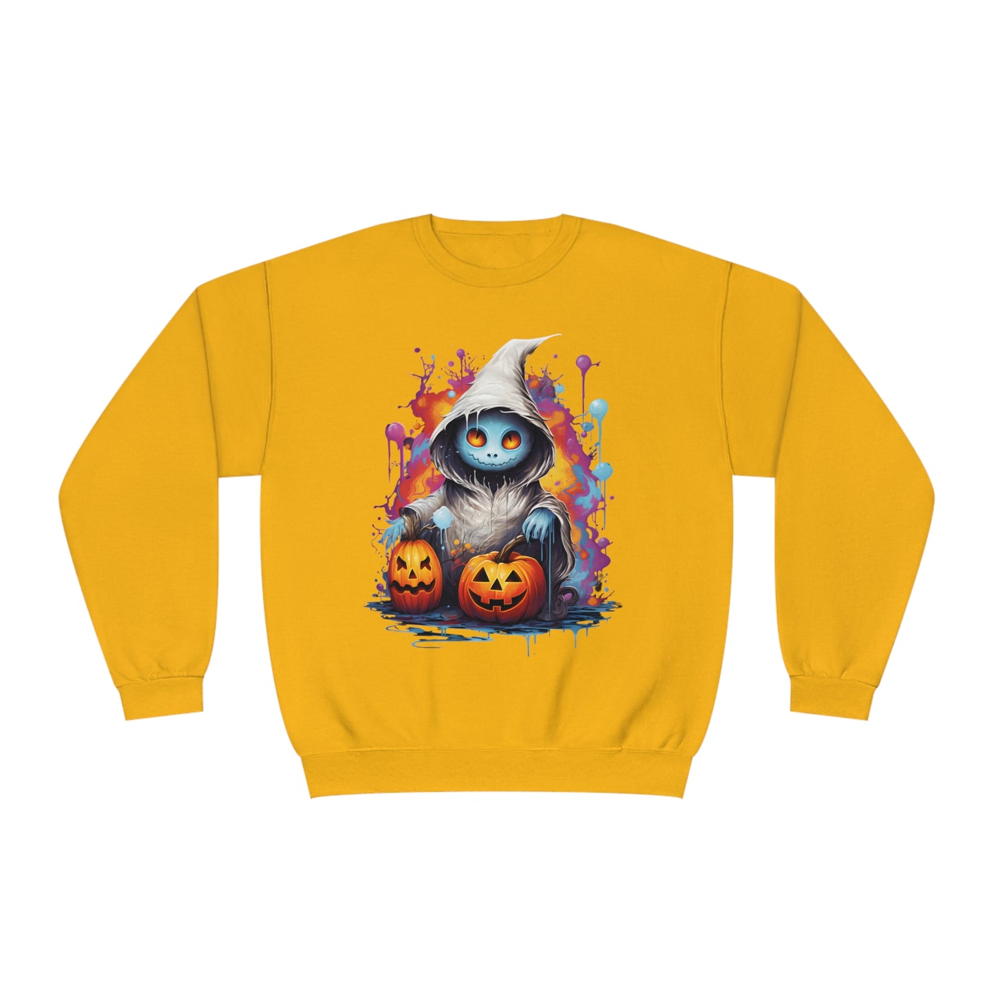 Cute Halloween Unisex Sweatshirt Jack-O-Lanterns Graphic Shirt Gifts Spooky Long Sleeve Crewneck Shirt Tops