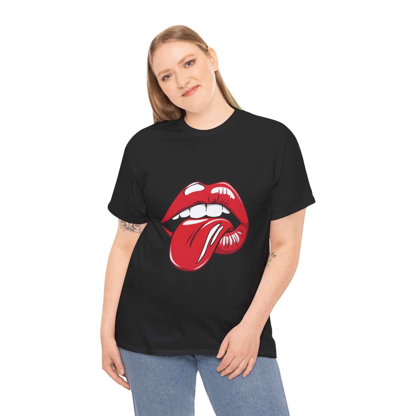 Sexy Retro PopArt Red Lips and Tounge Unisex heavy cotton Tshirt
