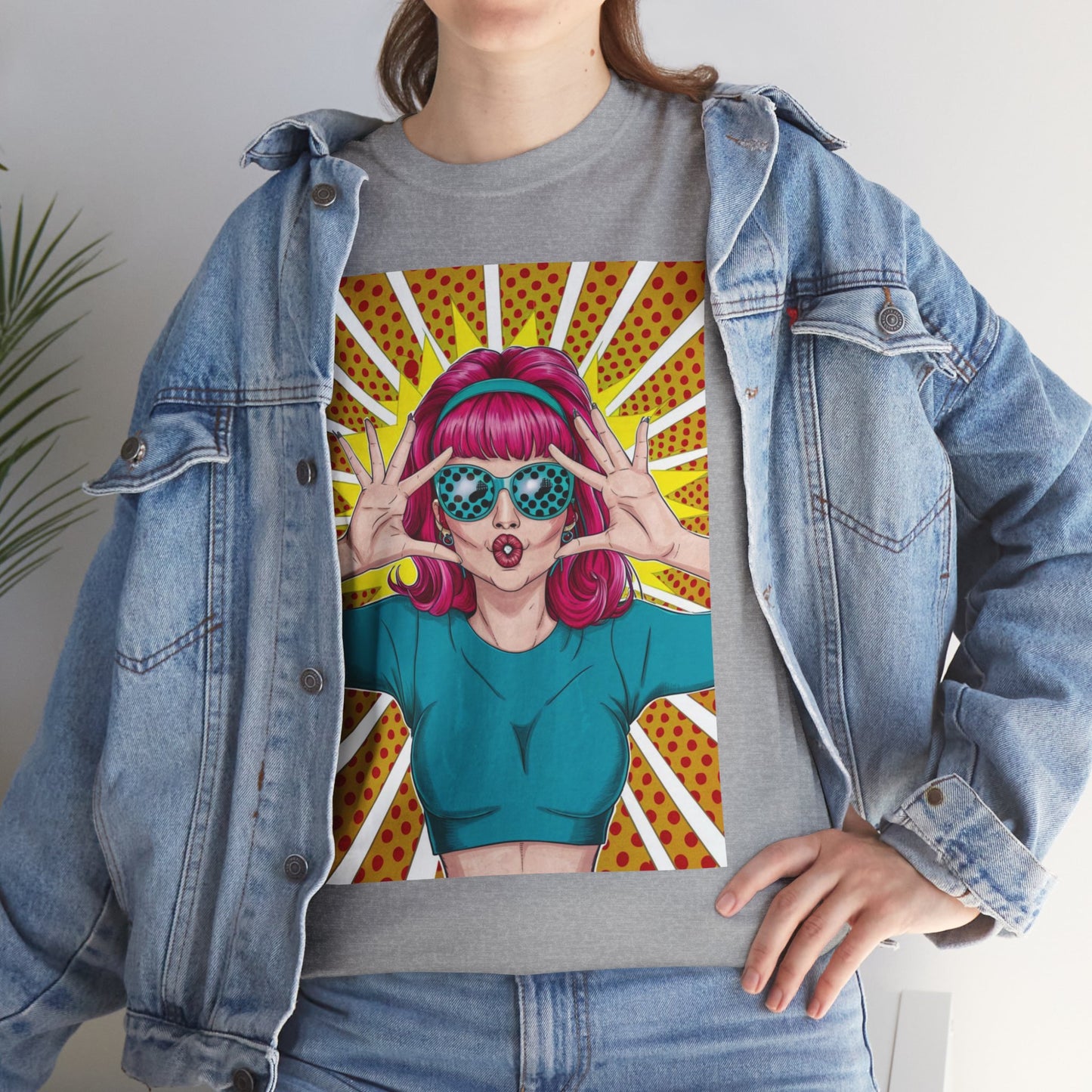 Sexy Retro PopArt Girl Vibrant Colors Unisex heavy cotton Tshirt