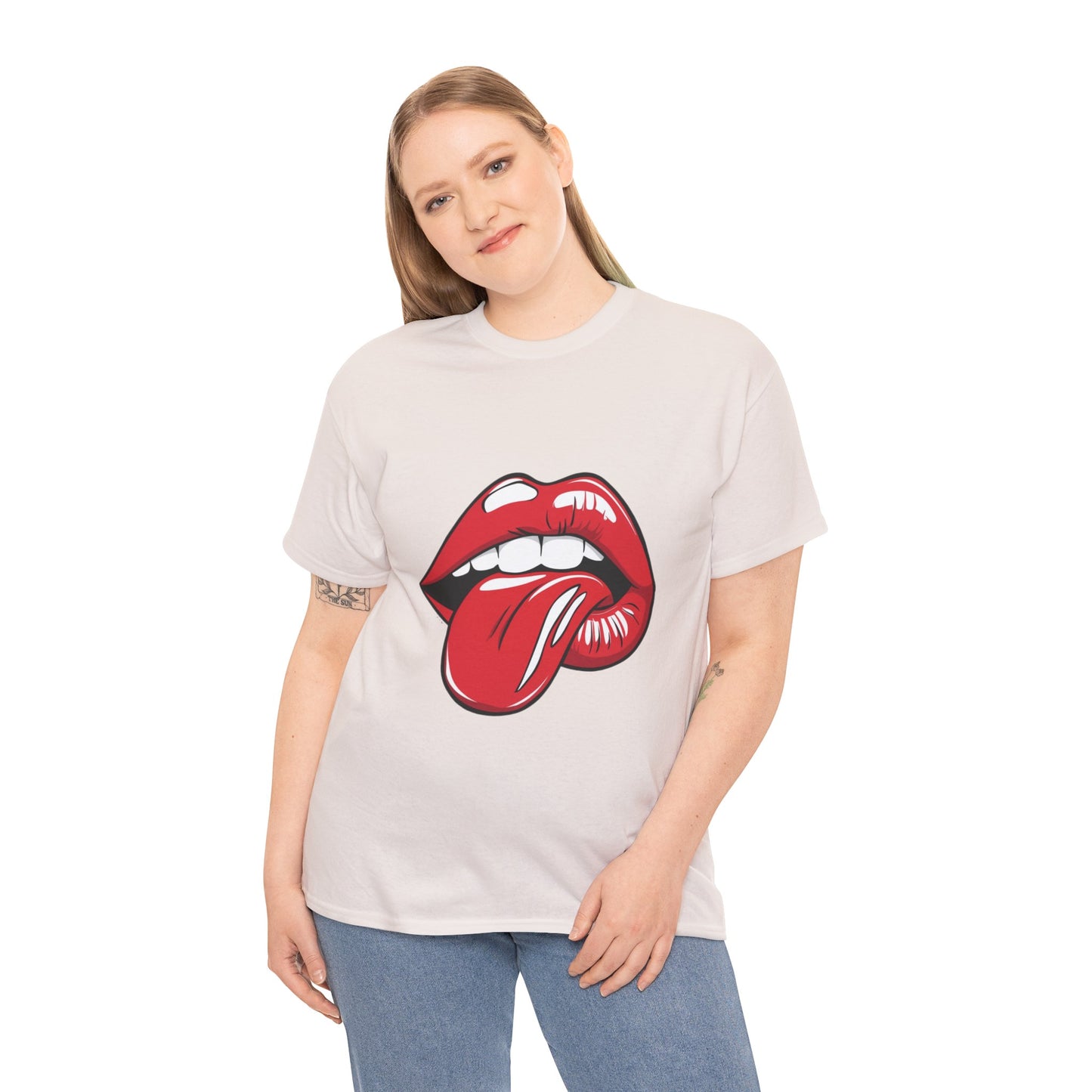 Sexy Retro PopArt Red Lips and Tounge Unisex heavy cotton Tshirt