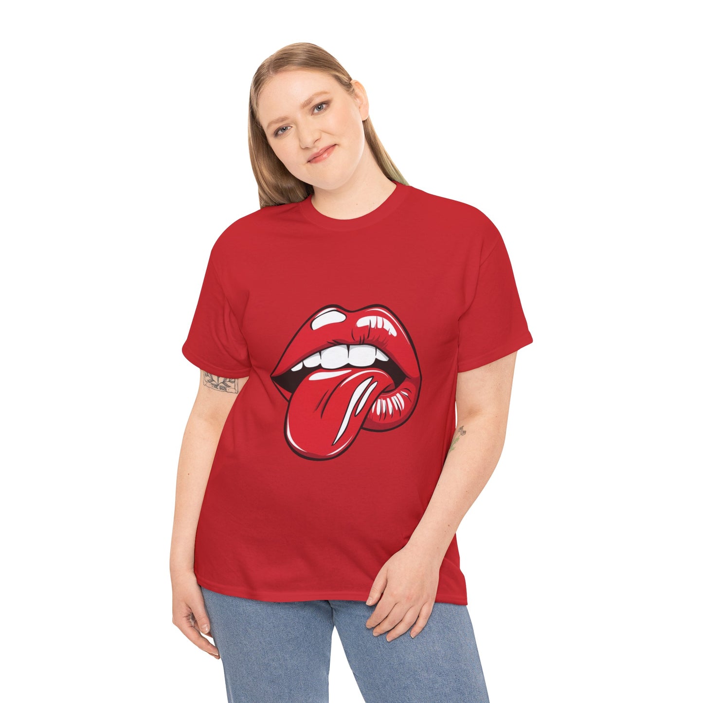 Sexy Retro PopArt Red Lips and Tounge Unisex heavy cotton Tshirt