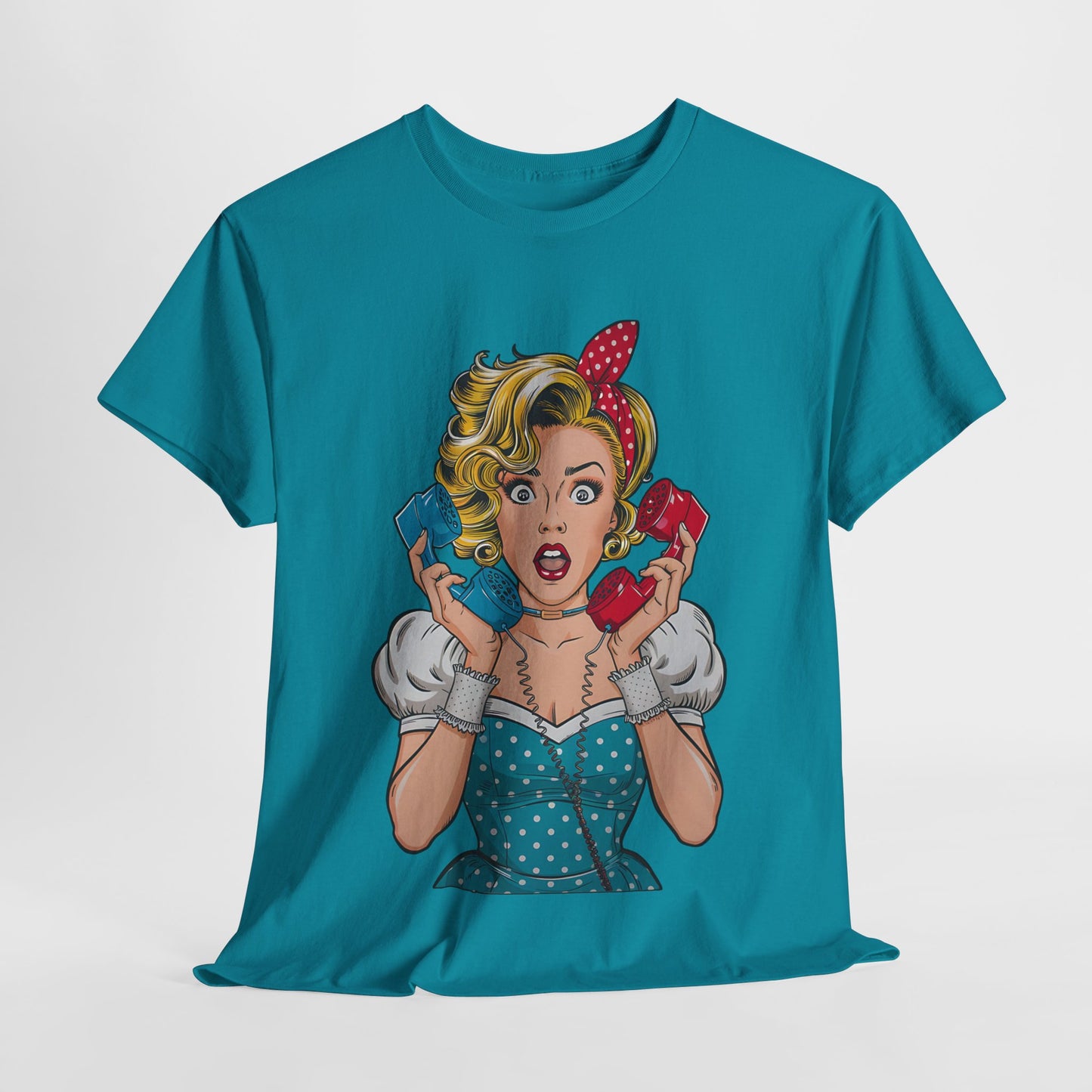 PopArt Girl on the Phone  Tshirt unisex heavy cotton