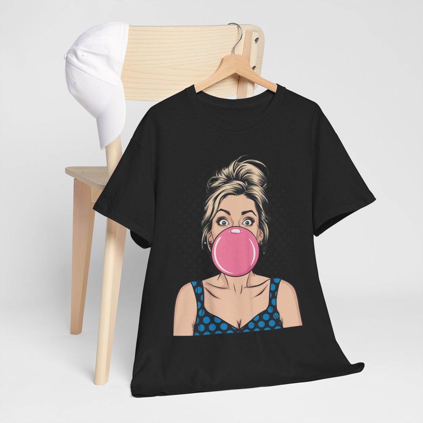 PopArt Girl Bubble Gum Bubble Tshirt unisex heavy cotton