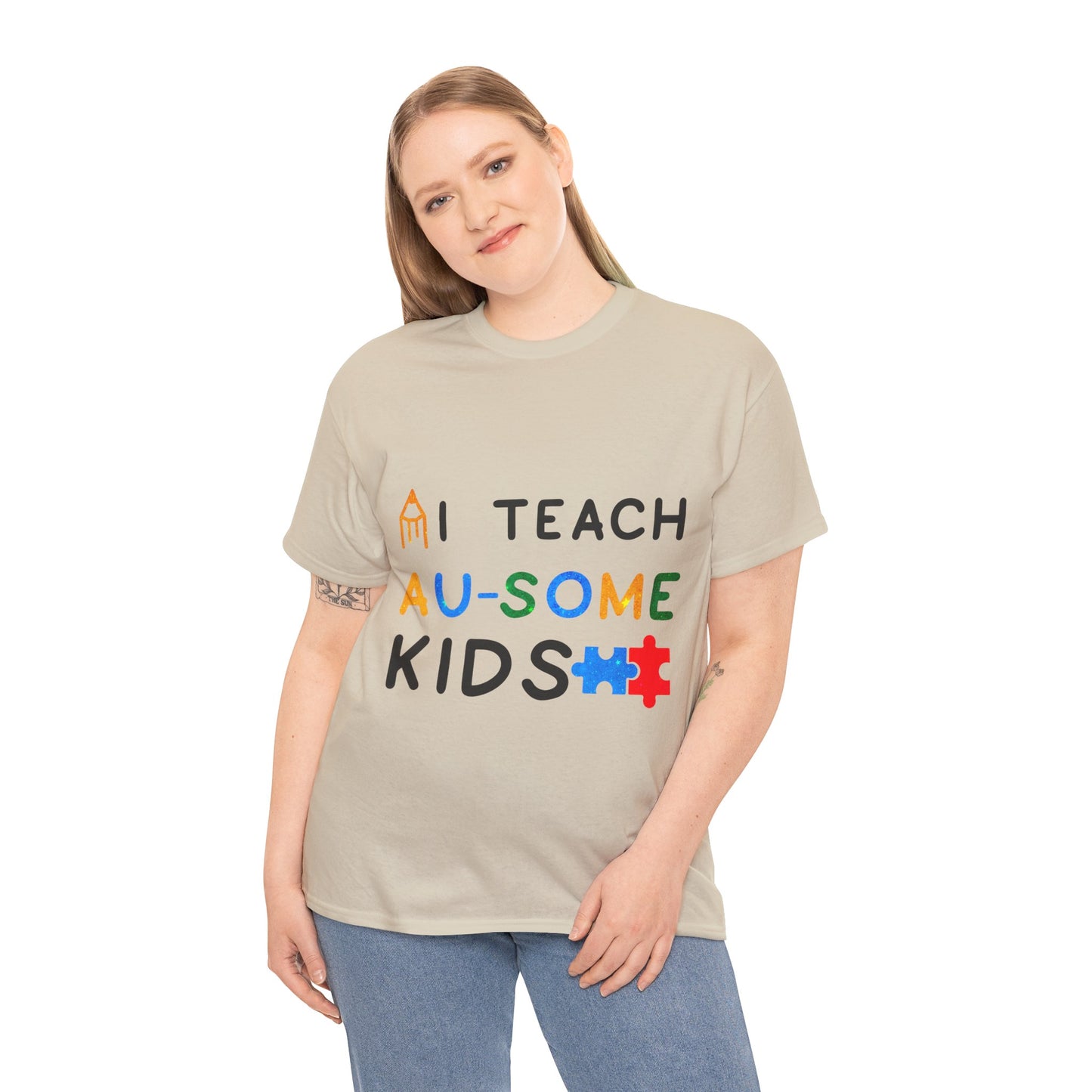 Autism I TEACH AU-SOME KIDS T-shirt Unisex Heavy Cotton