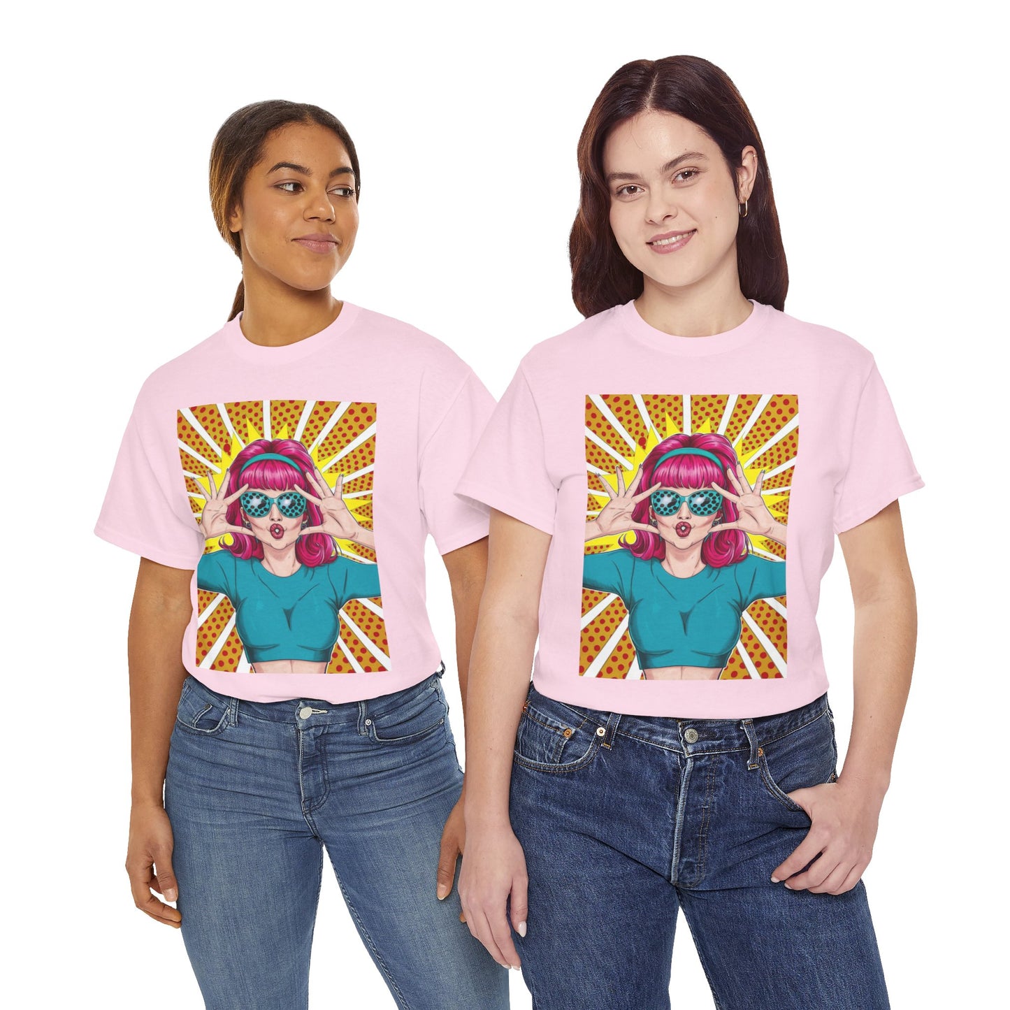Sexy Retro PopArt Girl Vibrant Colors Unisex heavy cotton Tshirt