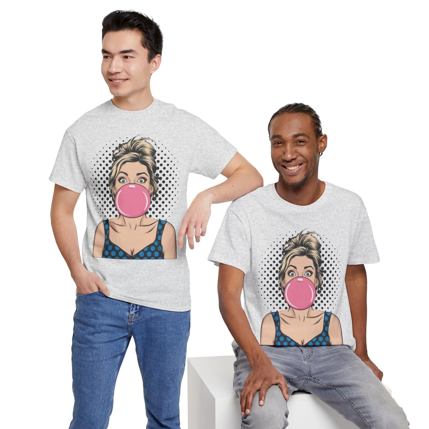 PopArt Girl Bubble Gum Bubble Tshirt unisex heavy cotton