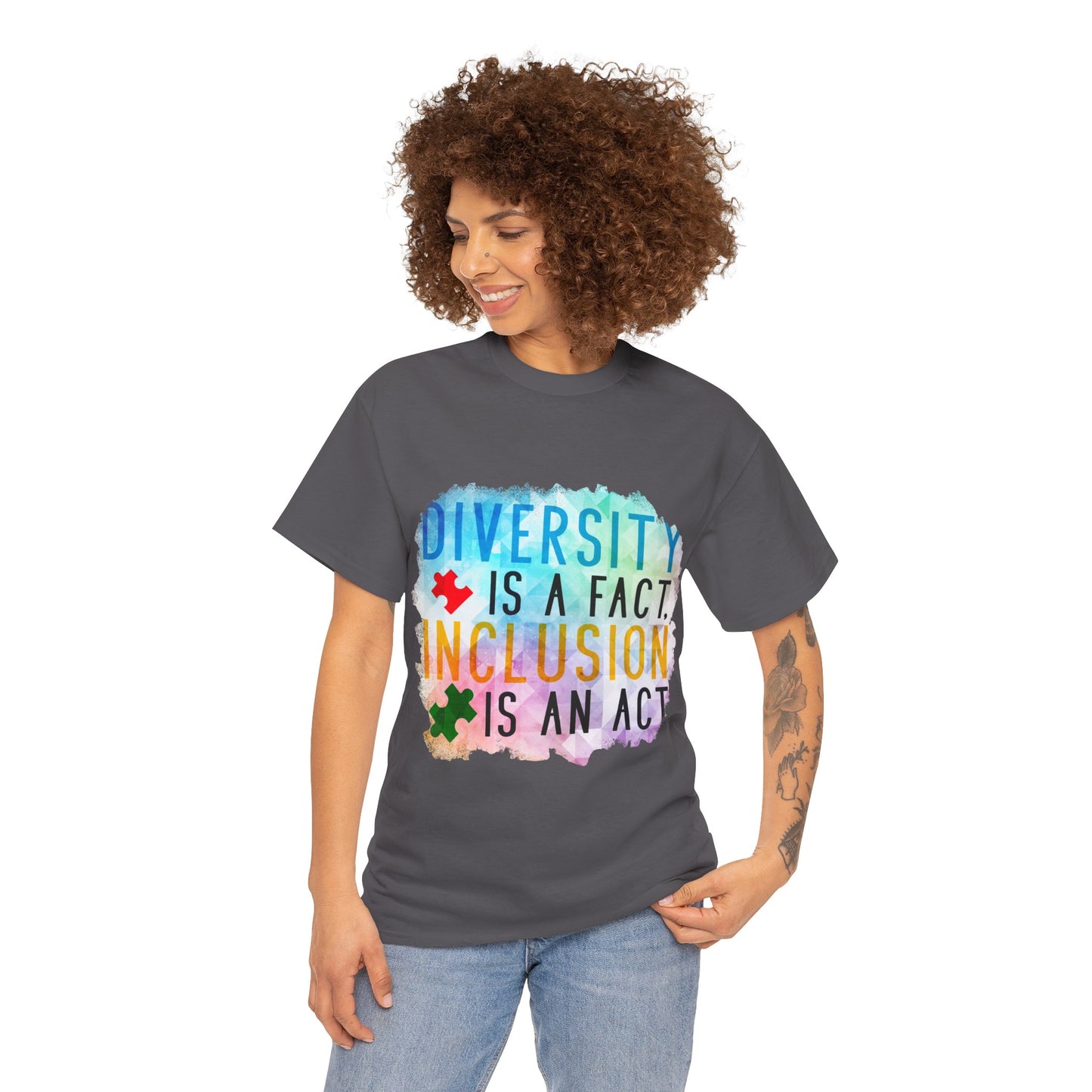 Autism Diversity is a Fact, Inclusion is an Act T-shirt Unisex Heavy Cotton