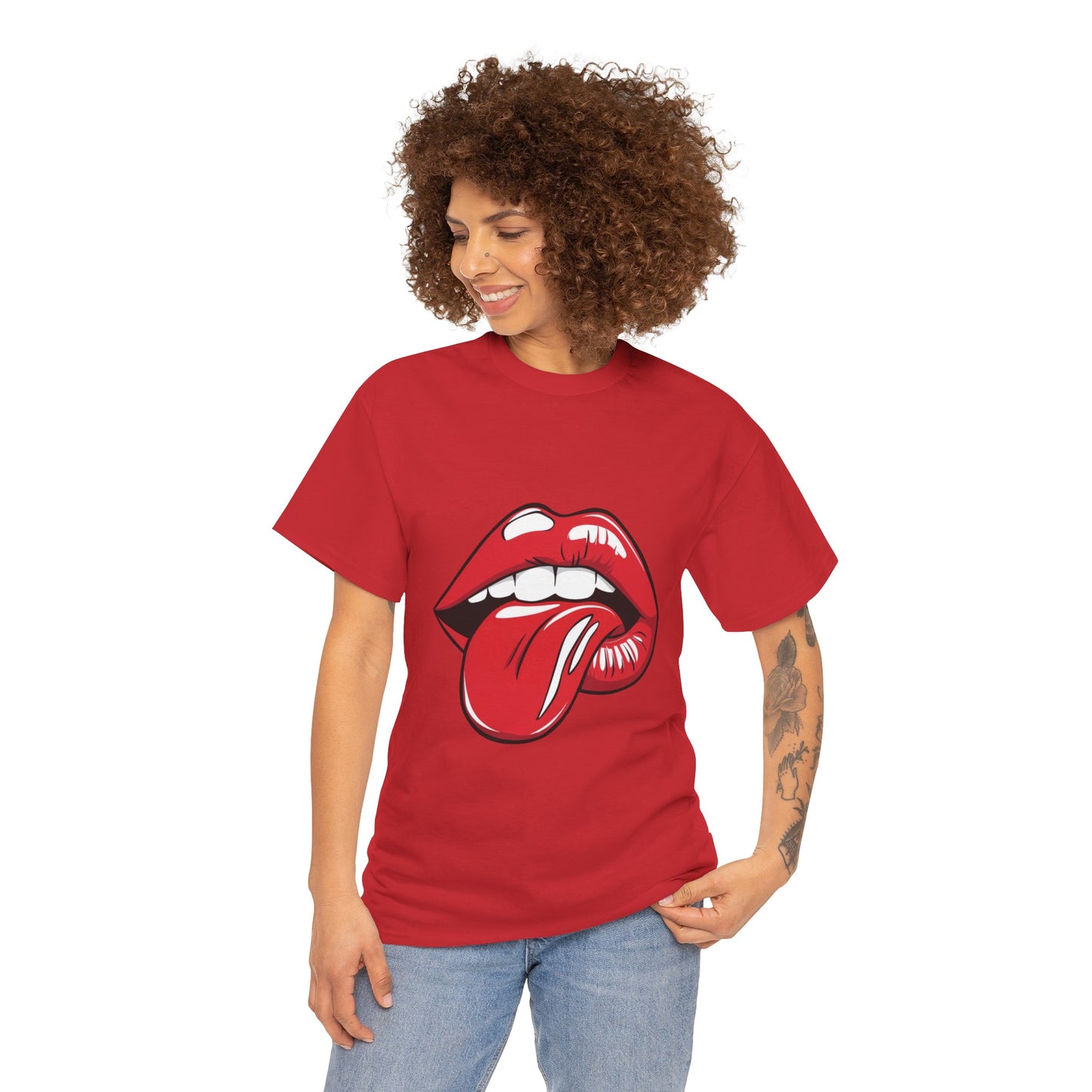 Sexy Retro PopArt Red Lips and Tounge Unisex heavy cotton Tshirt