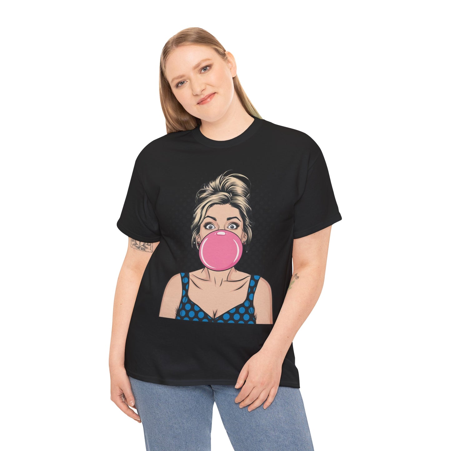 PopArt Girl Bubble Gum Bubble Tshirt unisex heavy cotton