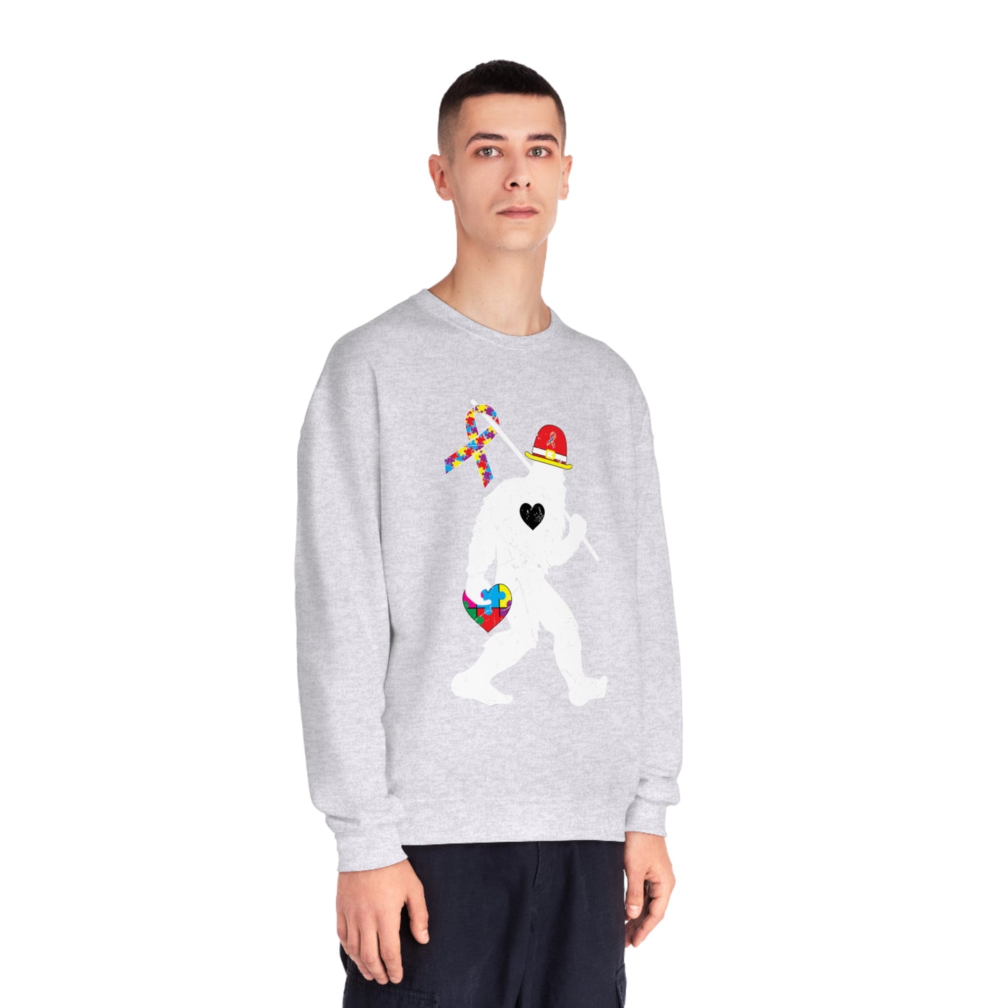 Bigfoot Heart Puzzle Piece Autism Unisex NuBlend® Crewneck Sweatshirt