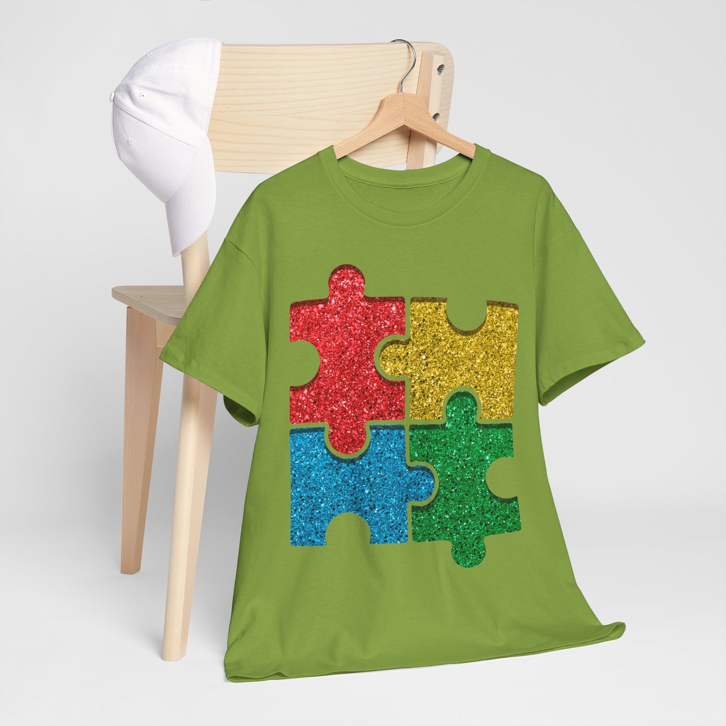 Autism Puzzle Pieces T-shirt Unisex Heavy Cotton
