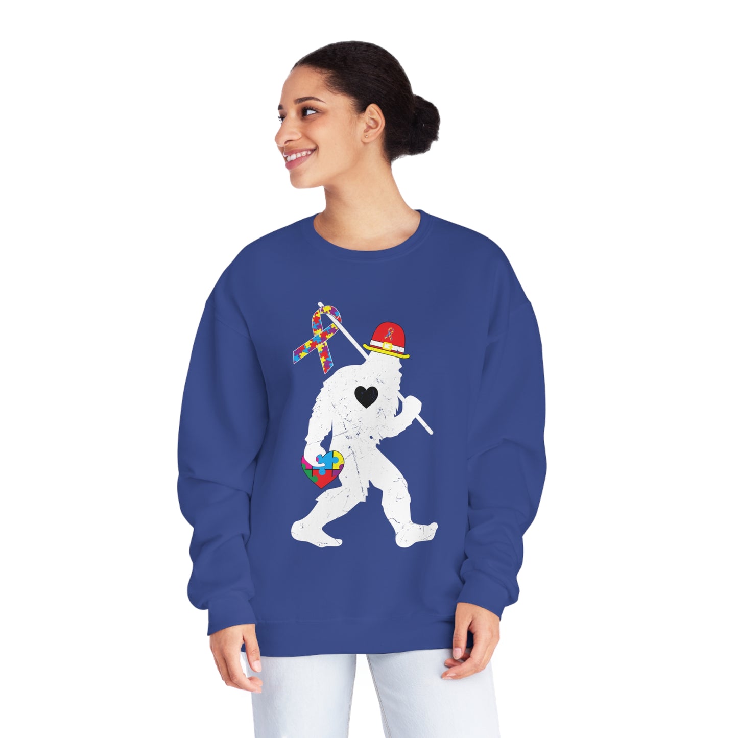 Bigfoot Heart Puzzle Piece Autism Unisex NuBlend® Crewneck Sweatshirt