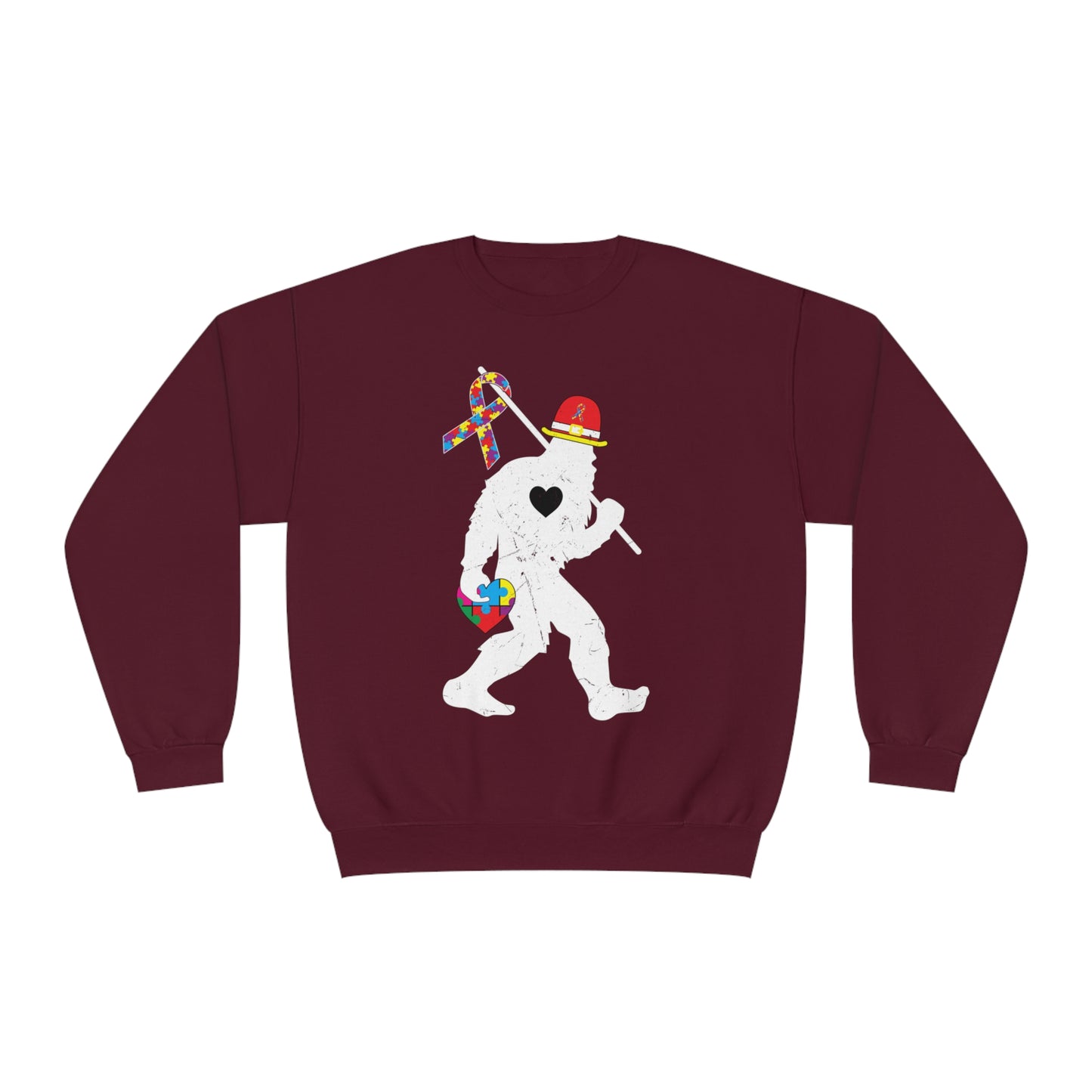 Bigfoot Heart Puzzle Piece Autism Unisex NuBlend® Crewneck Sweatshirt