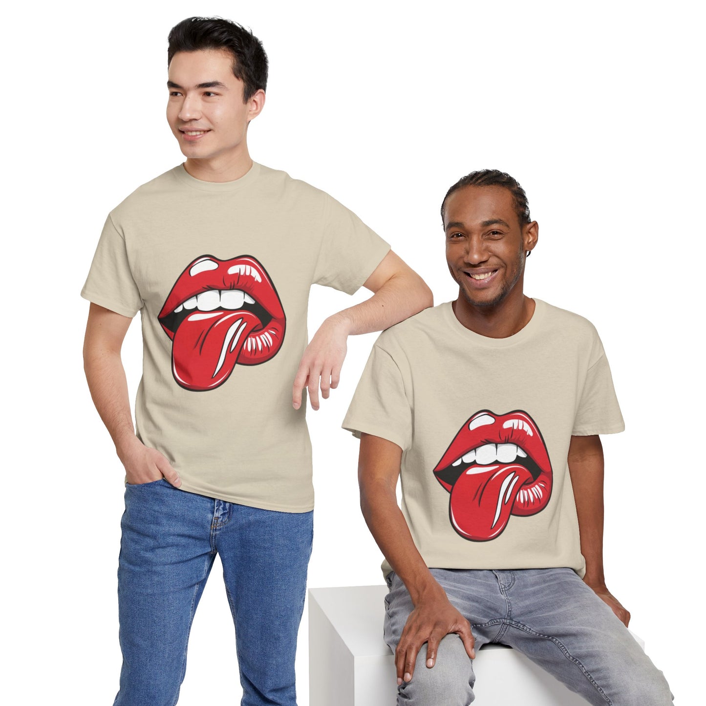 Sexy Retro PopArt Red Lips and Tounge Unisex heavy cotton Tshirt