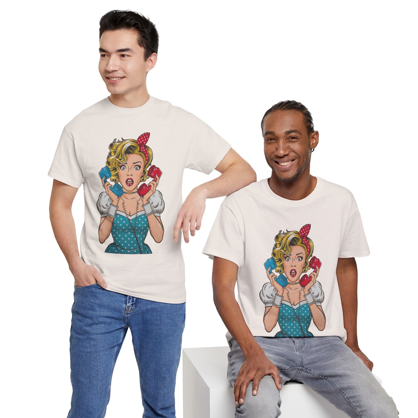PopArt Girl on the Phone  Tshirt unisex heavy cotton