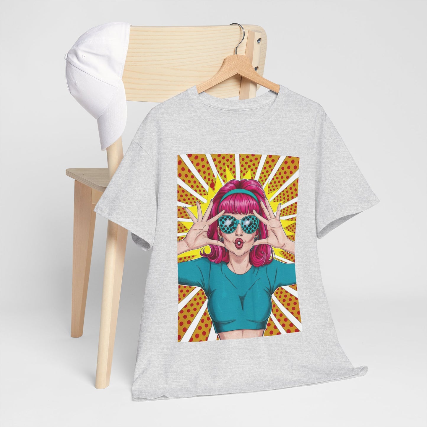 Sexy Retro PopArt Girl Vibrant Colors Unisex heavy cotton Tshirt