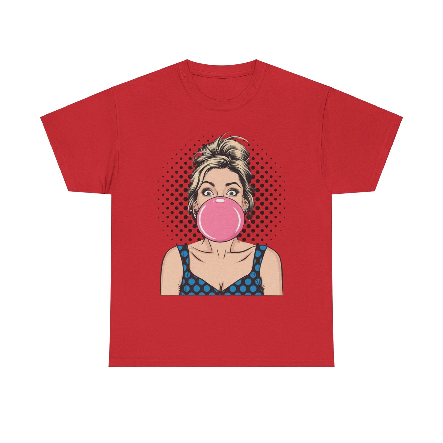 PopArt Girl Bubble Gum Bubble Tshirt unisex heavy cotton