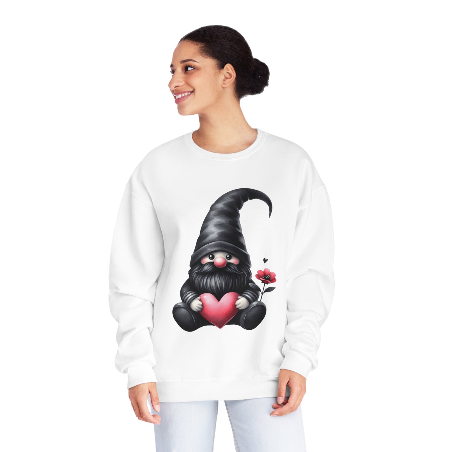 Black Valentine Gnome Unisex NuBlend® Crewneck Sweatshirt