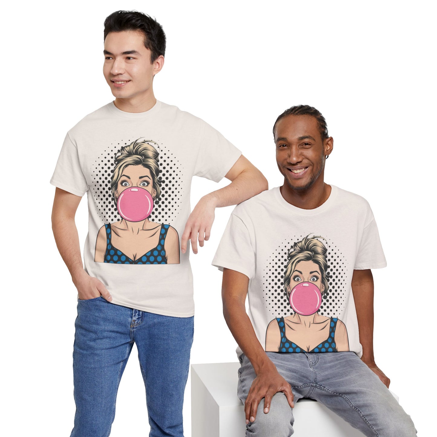 PopArt Girl Bubble Gum Bubble Tshirt unisex heavy cotton
