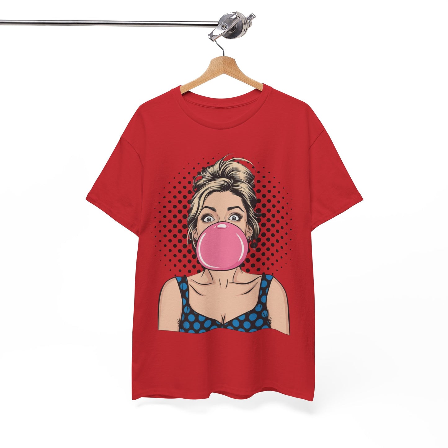 PopArt Girl Bubble Gum Bubble Tshirt unisex heavy cotton