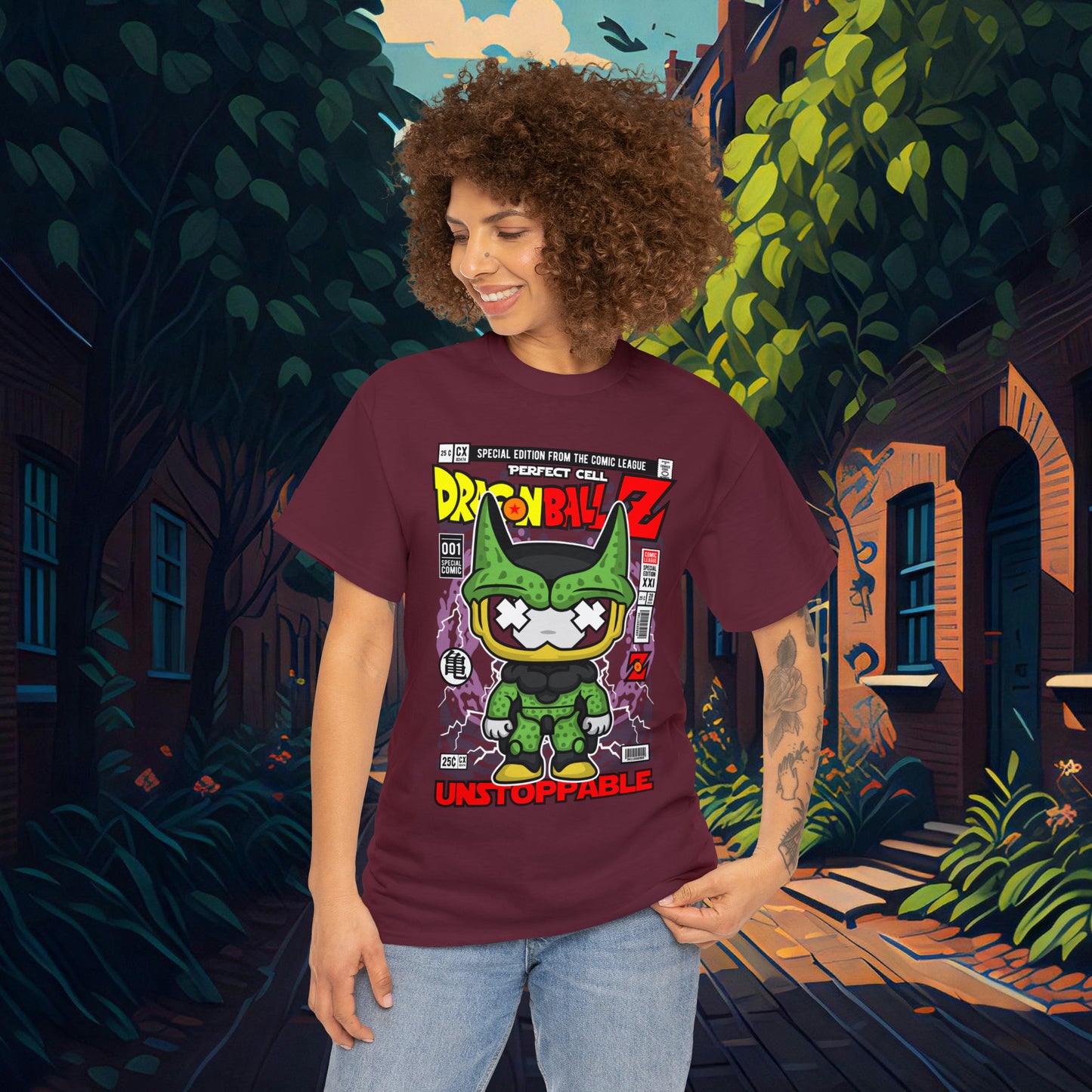 Perfect Cell DragonBall Z Pop Culture Mock Comic Cover heavy cotton T-shirt