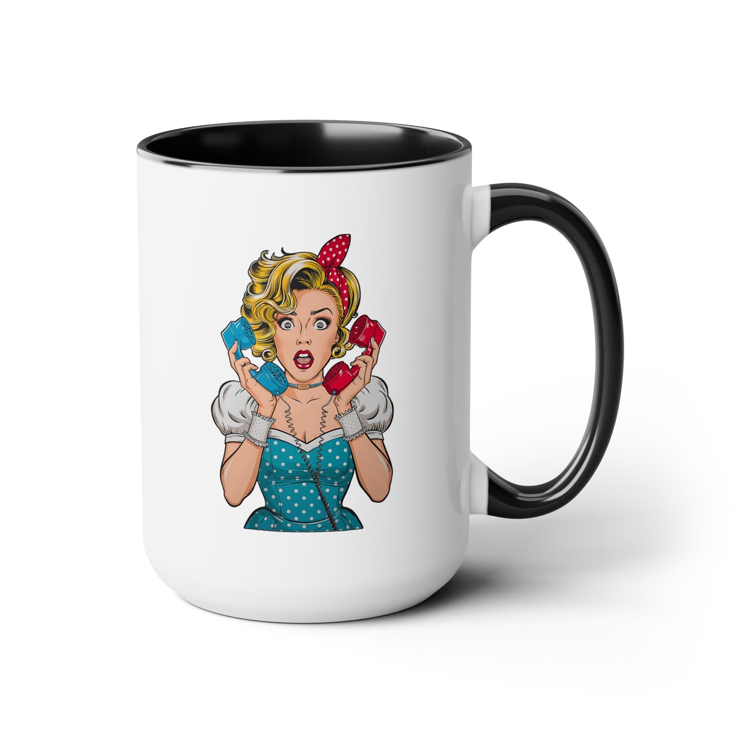 PopArt Girl on Telephone 15oz Coffee Mug
