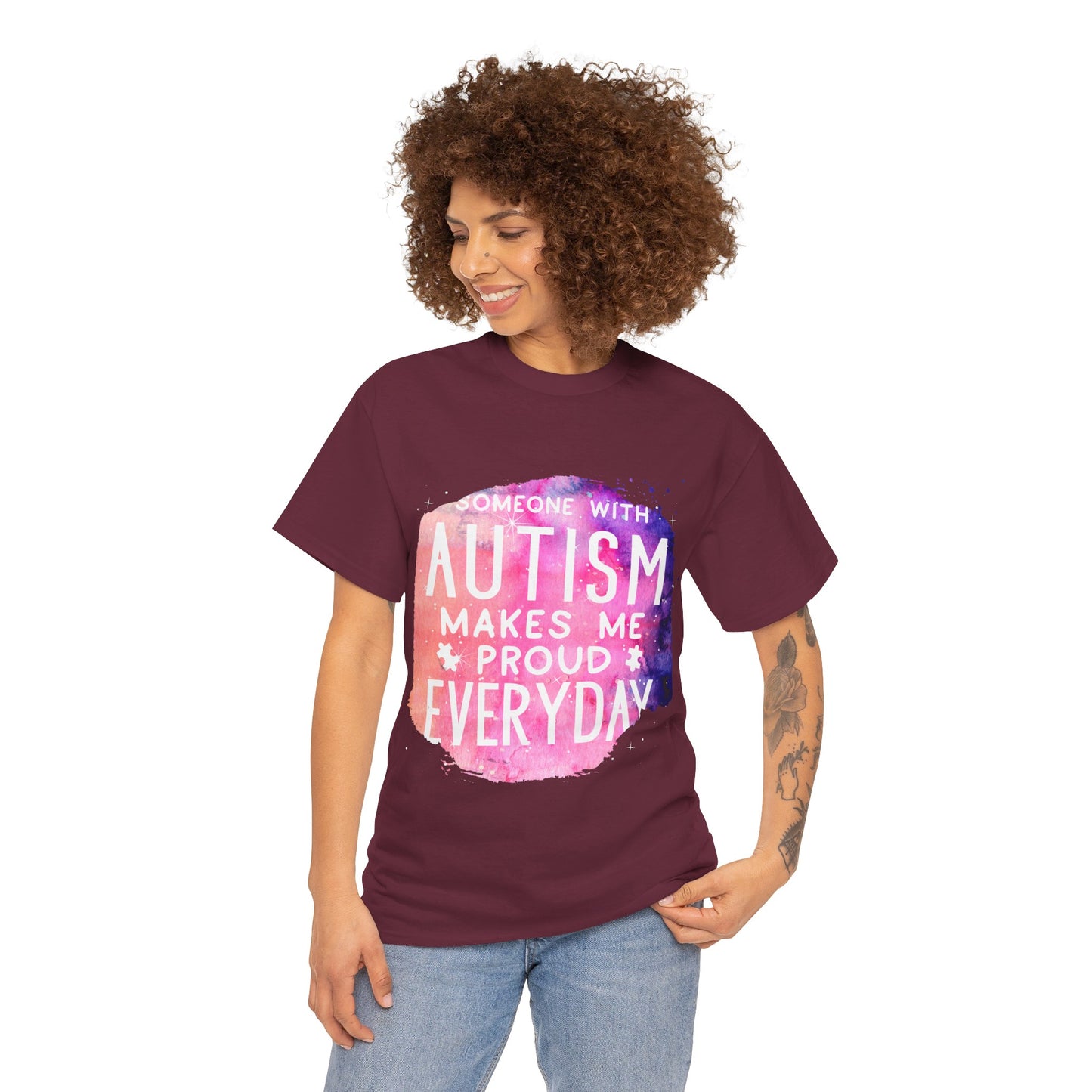 Autism Someone with Autism Makes Me Proud Everyday T-shirt Unisex Heavy Cotton