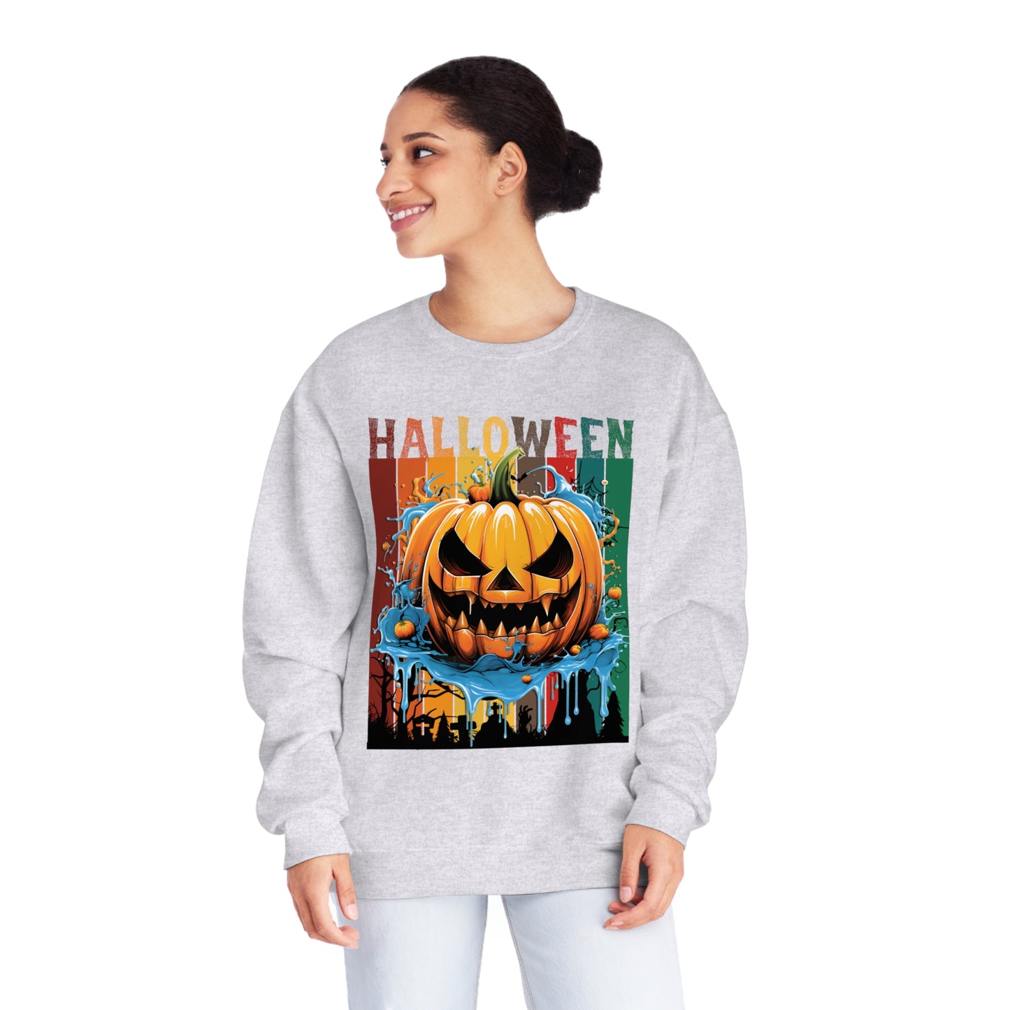 Scary Pumpkin Halloween Unisex NuBlend® Crewneck Sweatshirt