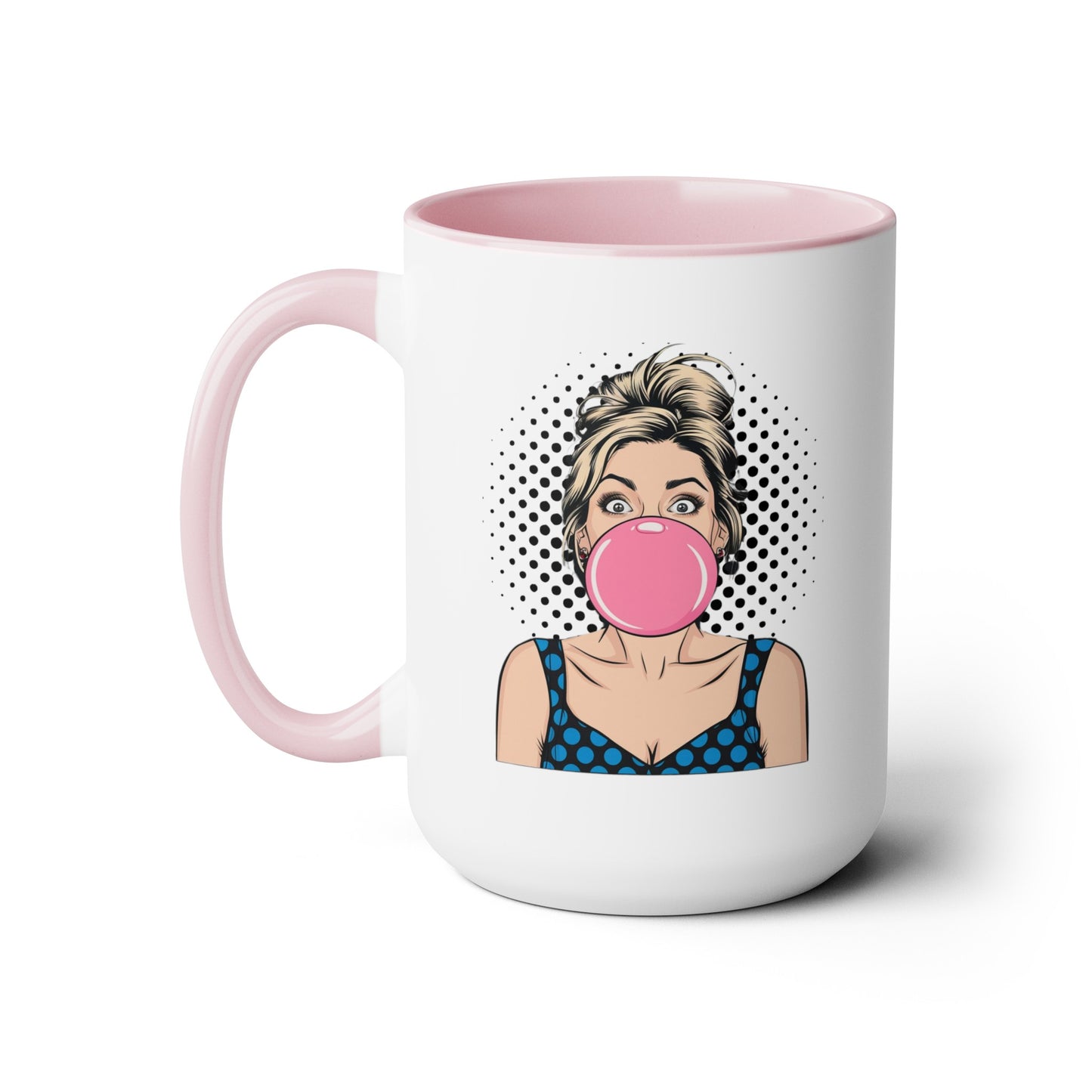 Sexy PopArt Girl with Large Bubble Gum Bubble 15oz Coffee Mug