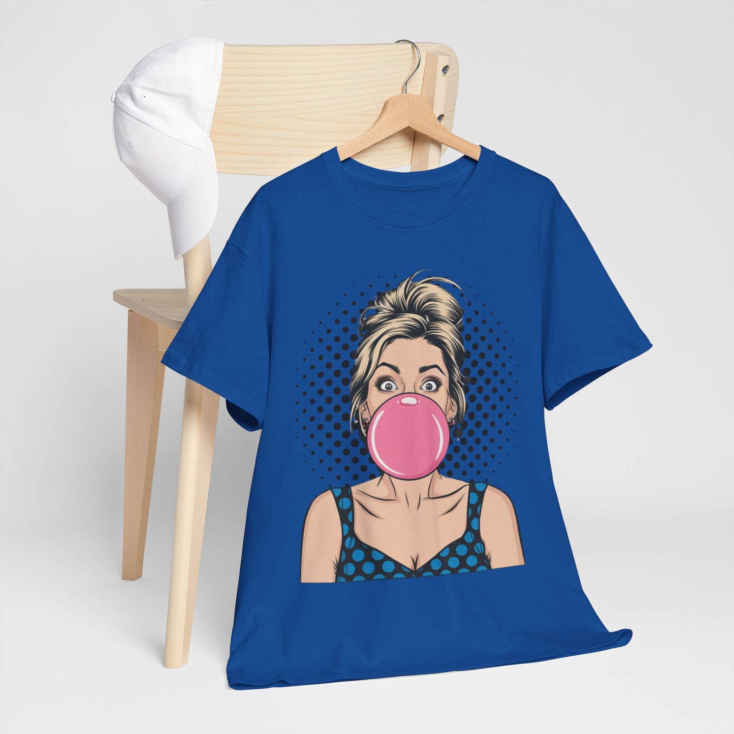 PopArt Girl Bubble Gum Bubble Tshirt unisex heavy cotton