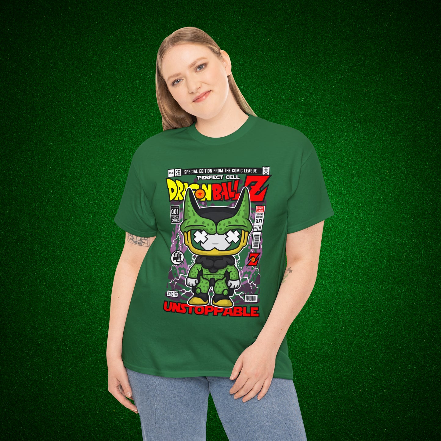 Perfect Cell DragonBall Z Pop Culture Mock Comic Cover heavy cotton T-shirt