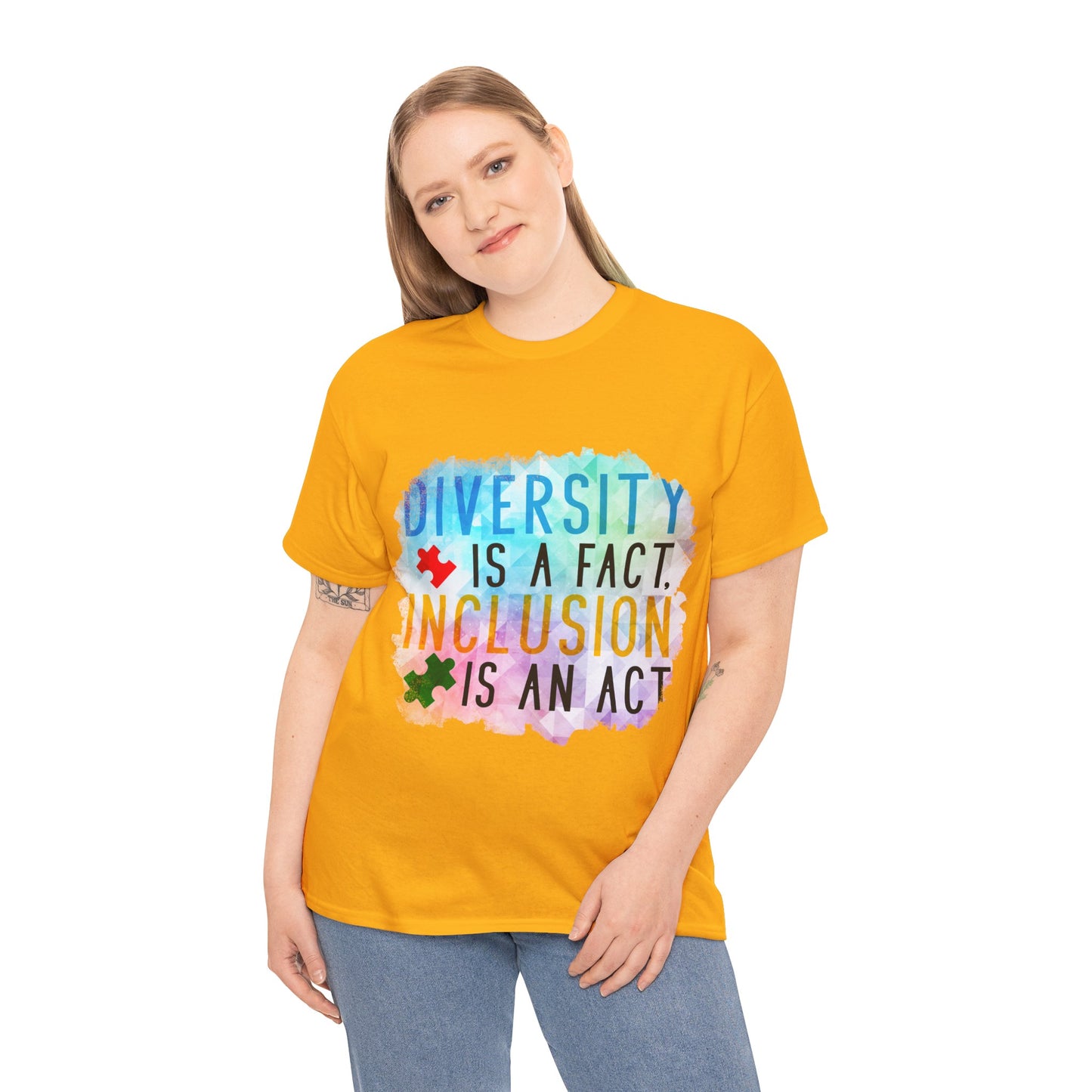 Autism Diversity is a Fact, Inclusion is an Act T-shirt Unisex Heavy Cotton