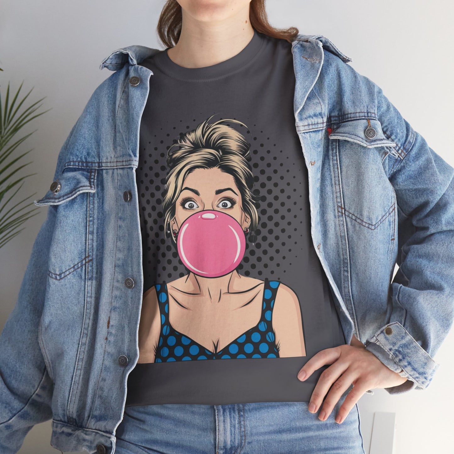 PopArt Girl Bubble Gum Bubble Tshirt unisex heavy cotton